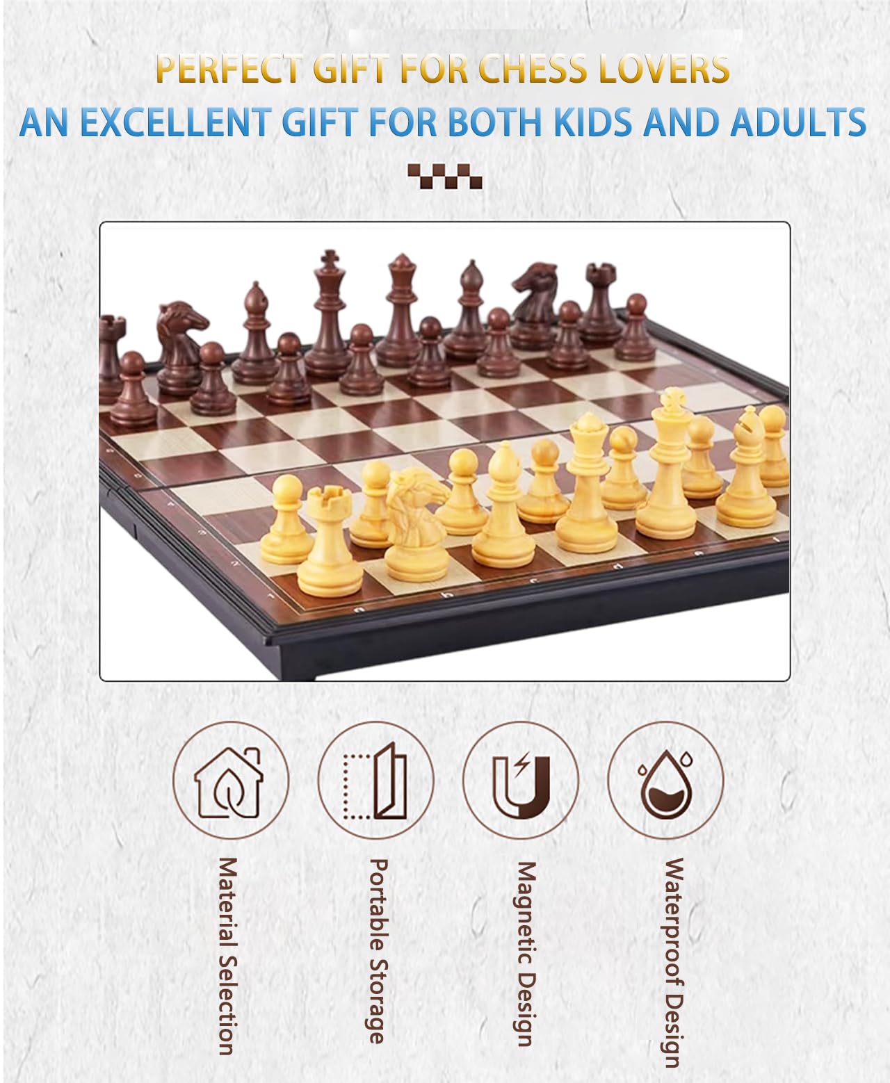 Chess Sets Magnetic Board Games - 11.8 Inches Travel Chess Set for Teenager & Adults, Wooden-Style Folding Portable Chess Gifts Classic 2-Player Strategy Family Game for Beginner and Professional