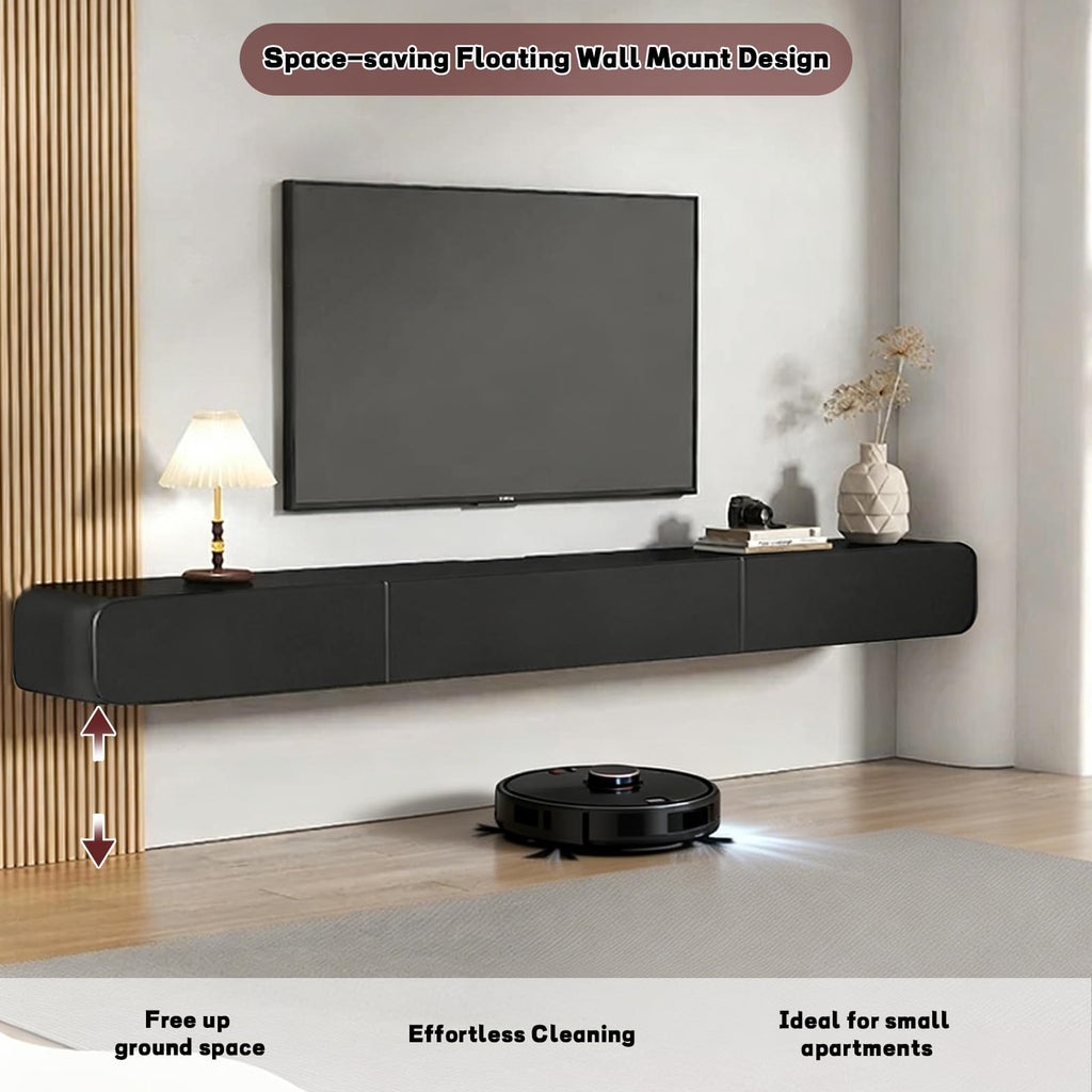 FPIGSHS Wall Mounted Media Console with 2 Drawers Solid Wood Floating TV Stand Hanging TV Shelf Entertainment Center TV Cabinet, for Home Office (A, 120cm/47.2in)