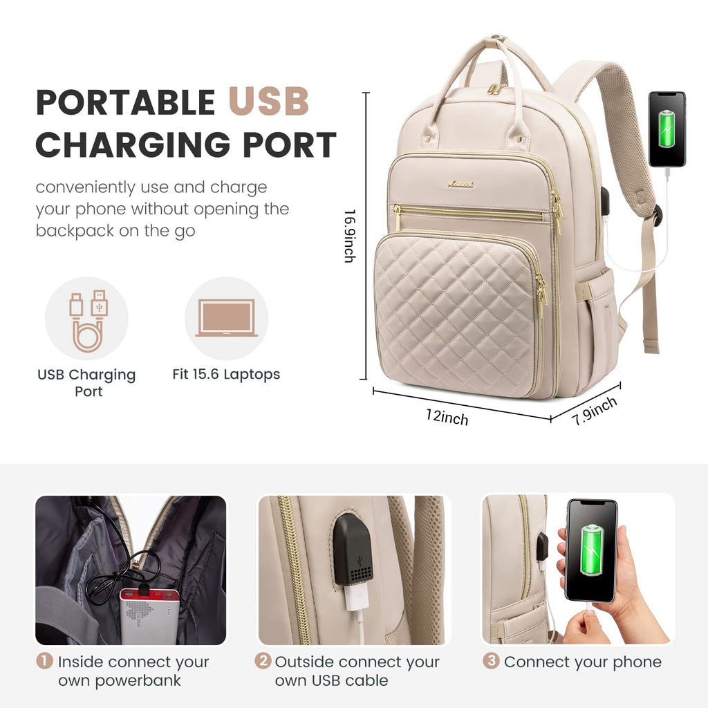 LOVEVOOK Laptop Backpack for Women, Water Resistant Travel Work Backpacks Purse College Business Teacher Nurse Computer bag with USB Charging Port