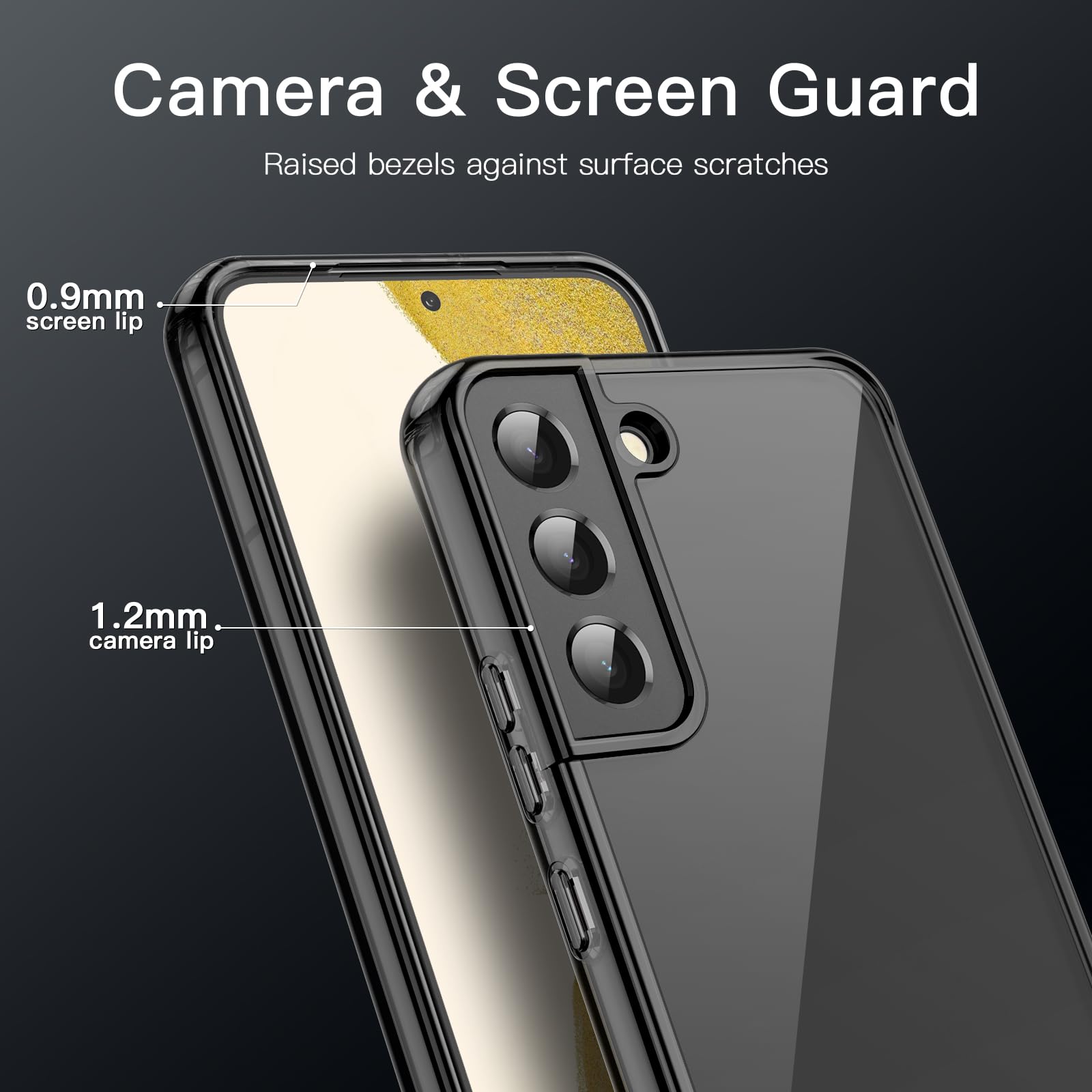 JETech Case for Samsung Galaxy S22 5G 6.1-Inch, Non-Yellowing Shockproof Bumper Protective Phone Cover, Anti-Scratch Hard PC Back (Black)