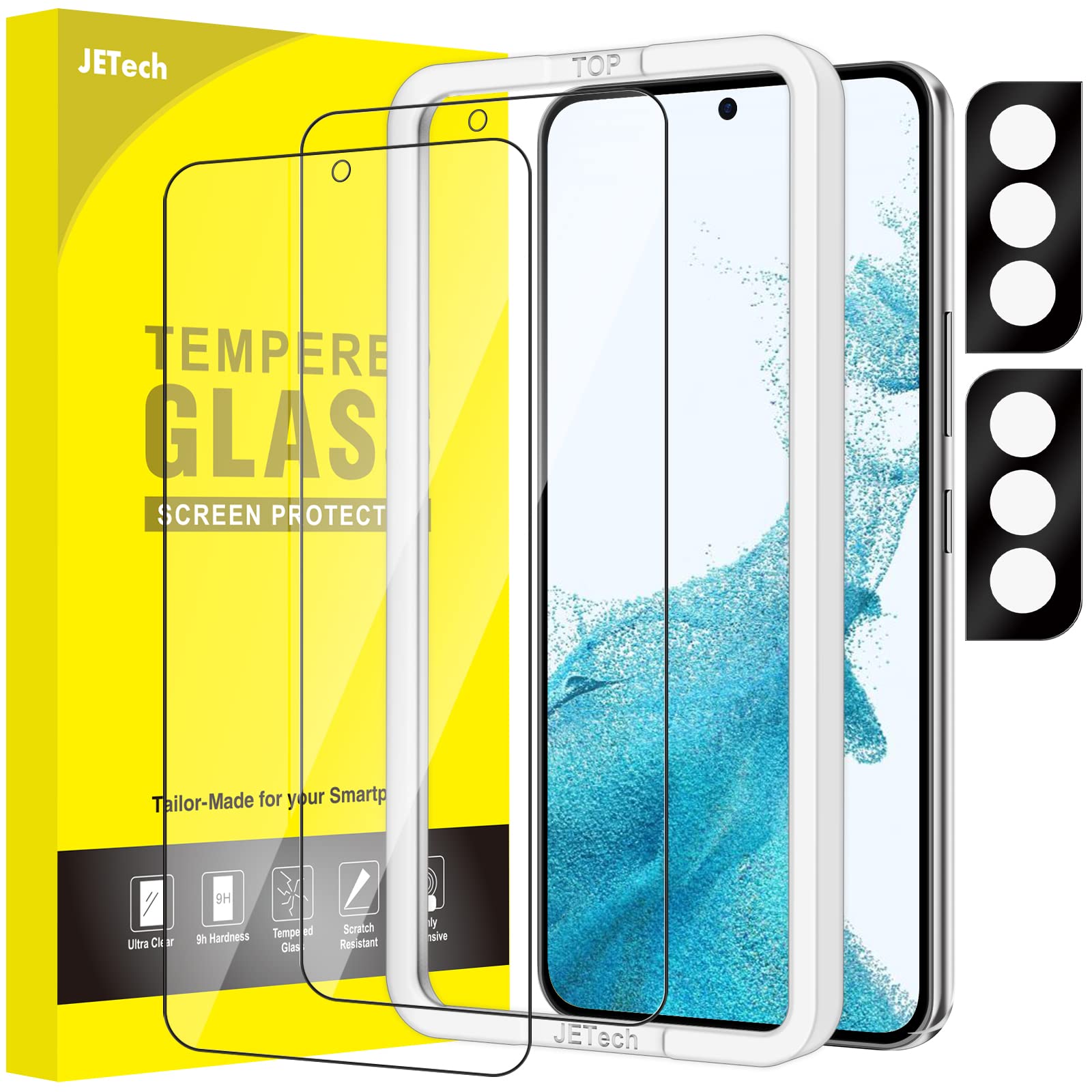 JETech Screen Protector for Samsung Galaxy S20 FE 6.5-Inch with Camera Lens Protector, Tempered Glass Film, Fingerprint ID Compatible, HD Clear, 2-Pack Each