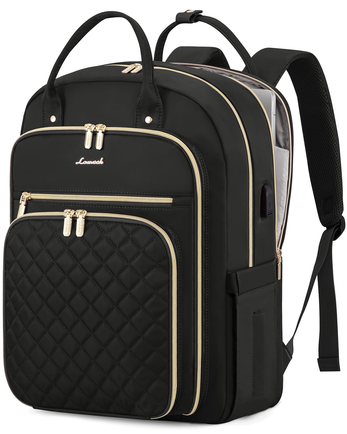 LOVEVOOK Laptop Backpack for Women, Water Resistant Travel Work Backpacks Purse College Business Teacher Nurse Computer bag with USB Charging Port