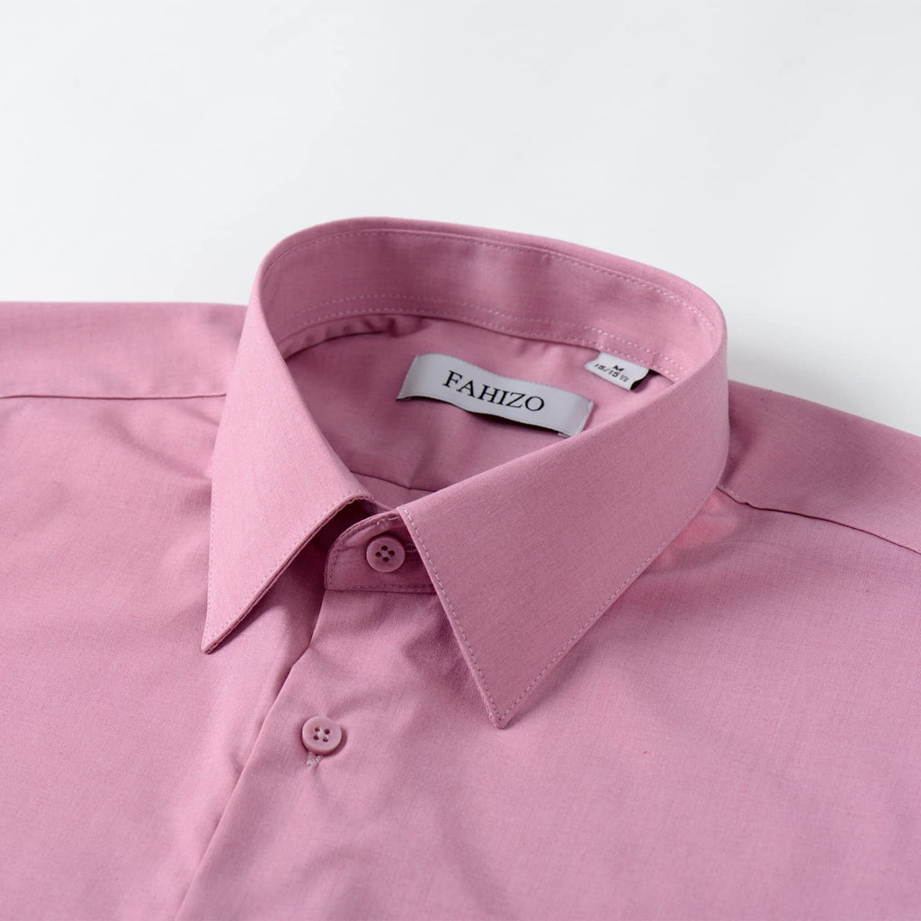FAHIZO Men's Dress Shirt Casual Regular Fit Stretch Solid Long Sleeve Button Up Shirts