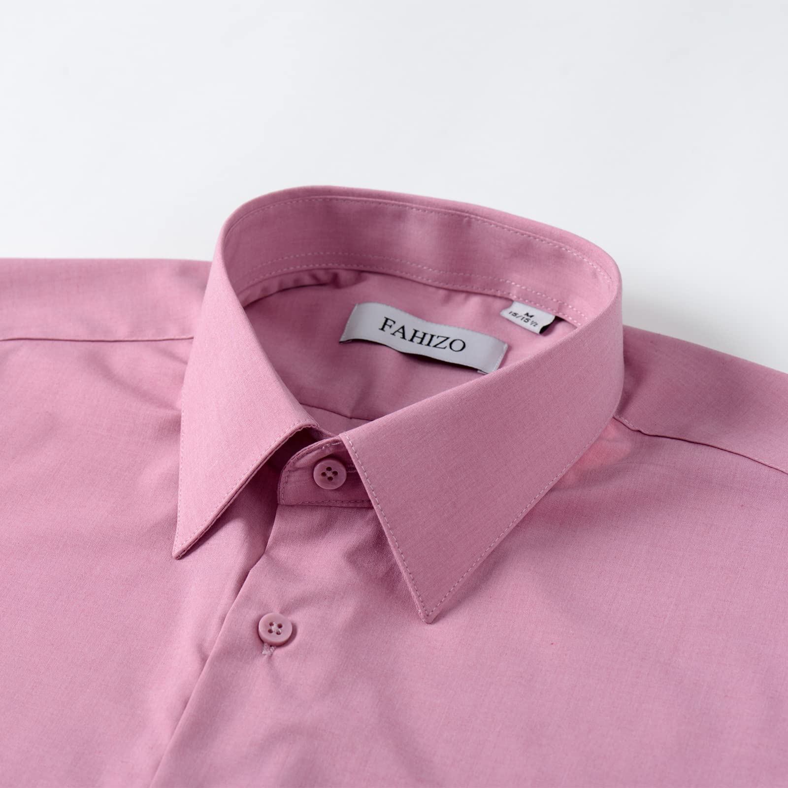 FAHIZO Men's Dress Shirt Casual Regular Fit Stretch Solid Long Sleeve Button Up Shirts