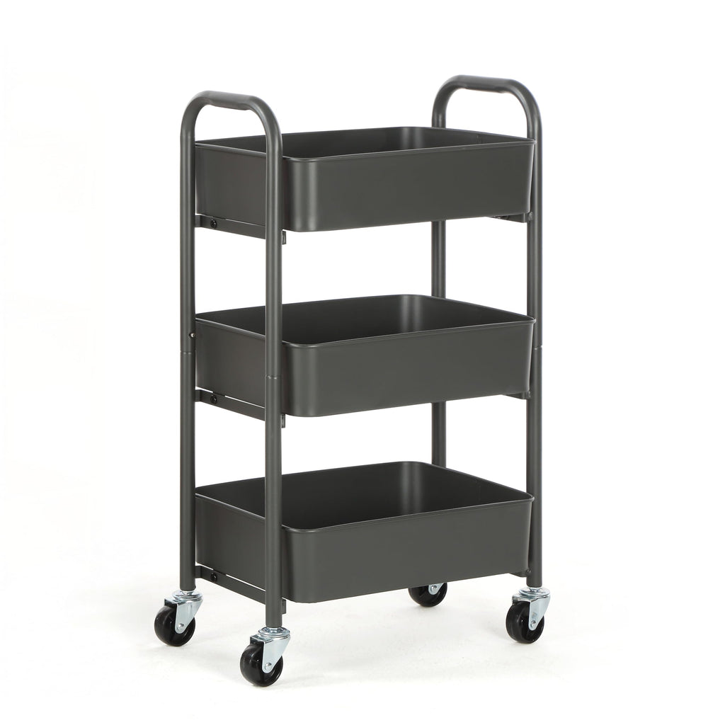 SunnyPoint 3-Tier Delicate Compact Rolling Metal Storage Organizer - Mobile Utility Cart Kitchen/Under Desk Cart with Caster Wheels - Army (15.35" X 10.24" X 26.8"H)