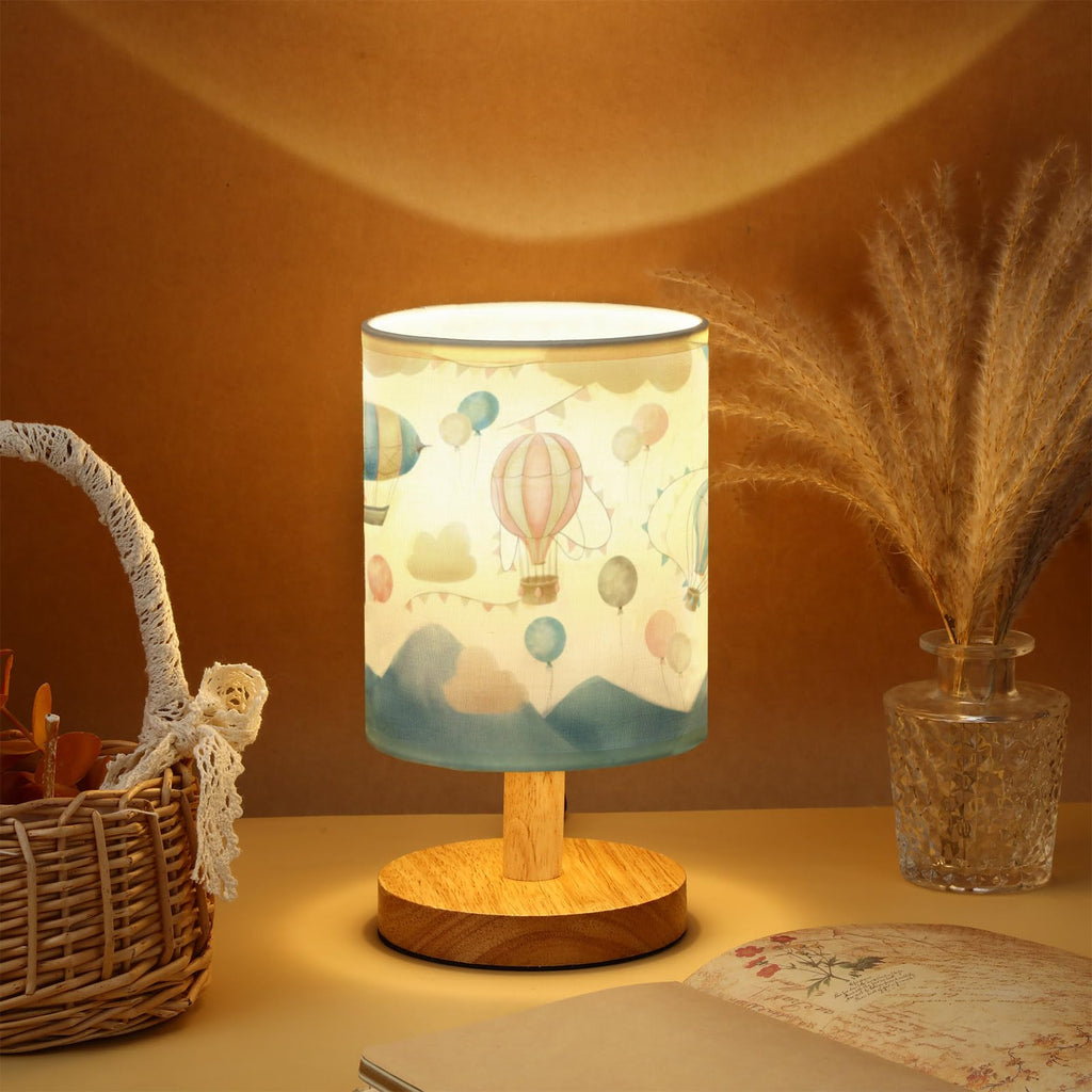 VIHOSE Woodland Animals Kids Table Lamp for Bedroom Kids Bedside Lamp with Linen Wooden Nightstand Cartoon Nursery Lampshade for Girls Boys Living Room