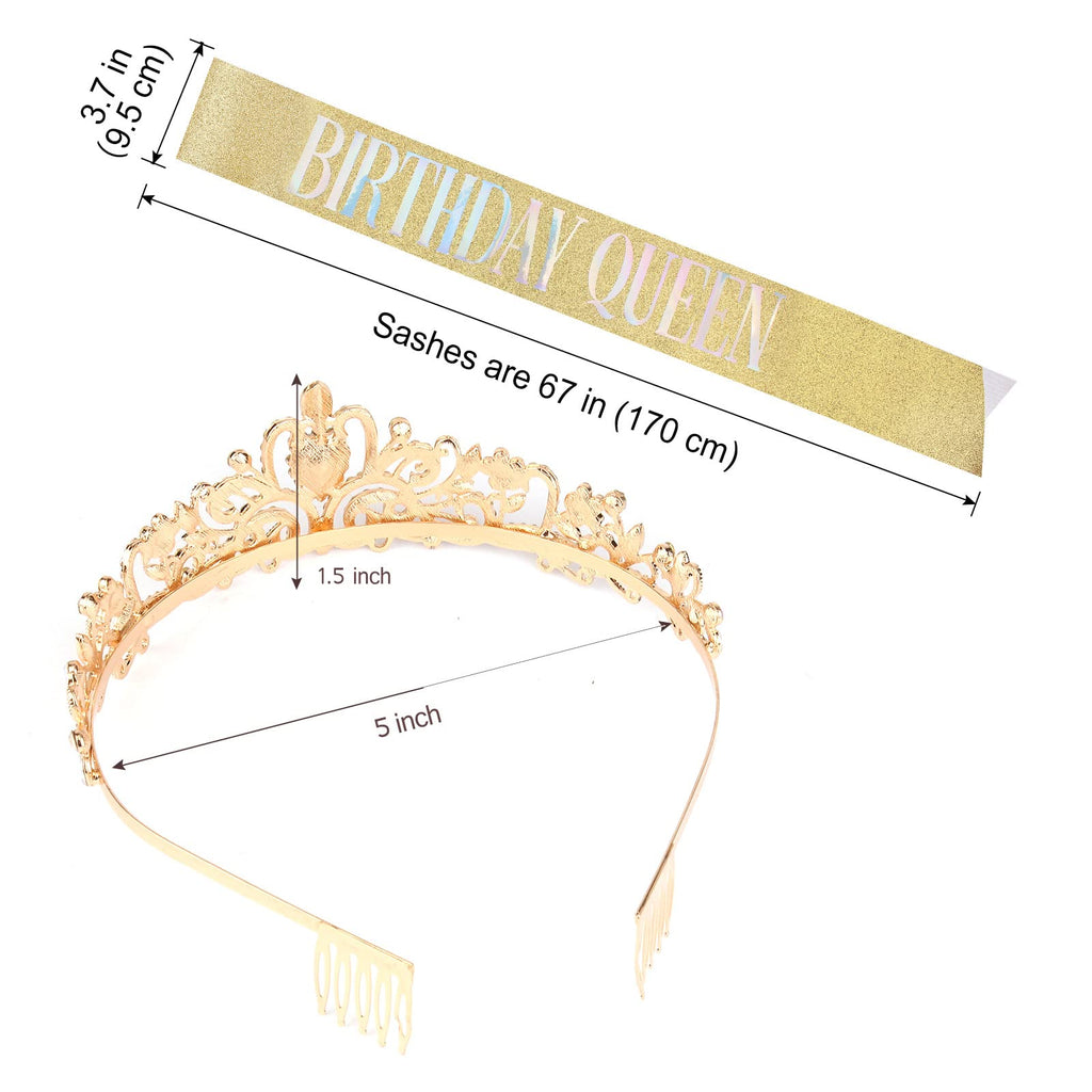 COCIDE Birthday Silver Tiara and Crowns Kit - Silver Tiara, Crown, Sash, Rhinestone Headband, Glitter Sash for Women & Girls Birthday Party Decorations