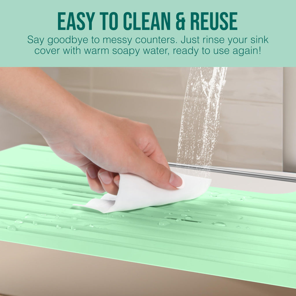 Maplefield Bathroom Sink Cover for Counter Space, Heat Resistant Silicone Sink Mat for Your Beauty Routine, Small Bathroom Space Saver Sink Cover for Makeup (Beige Large, 22" x 15" x 2" Inches)