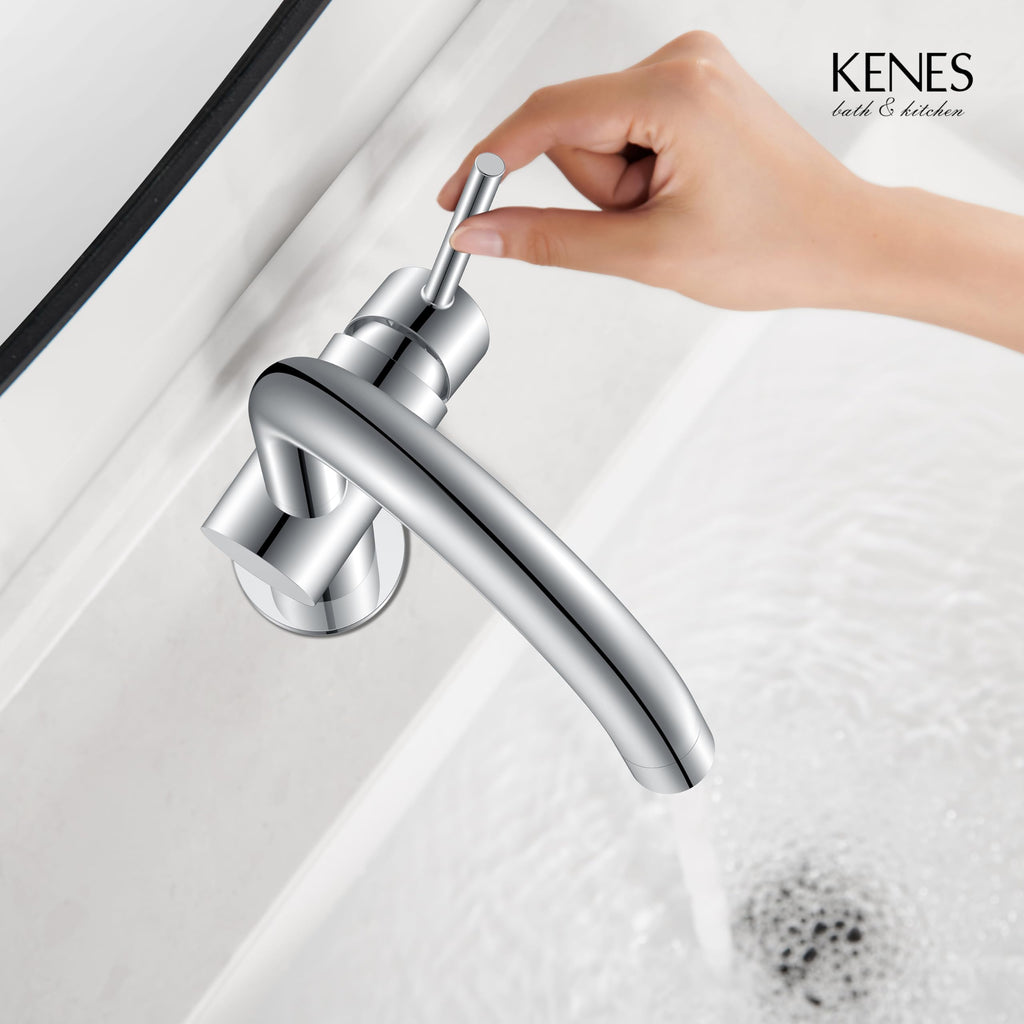 KENES Black and Gold Single Handle Bathroom Sink Faucet, Modern Prep Wet Bar Sink Faucet with Drain Assembly & Deck Plate, Vanity Faucets for Farmhouse RV Camper Utility, KE-9005B-BG