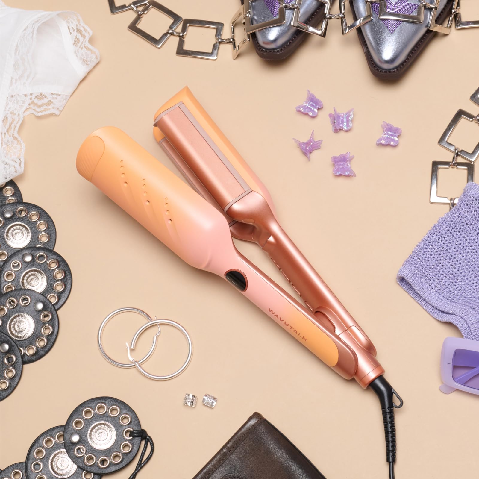 Wavytalk Main Stage Waves Power Wave Festival Bundle, Curling Iron Hair Crimper Waver, Ventilation Design for Less Damage, Ionic Reduces Frizz, Effortless-Waver, Festival-Ready Merch