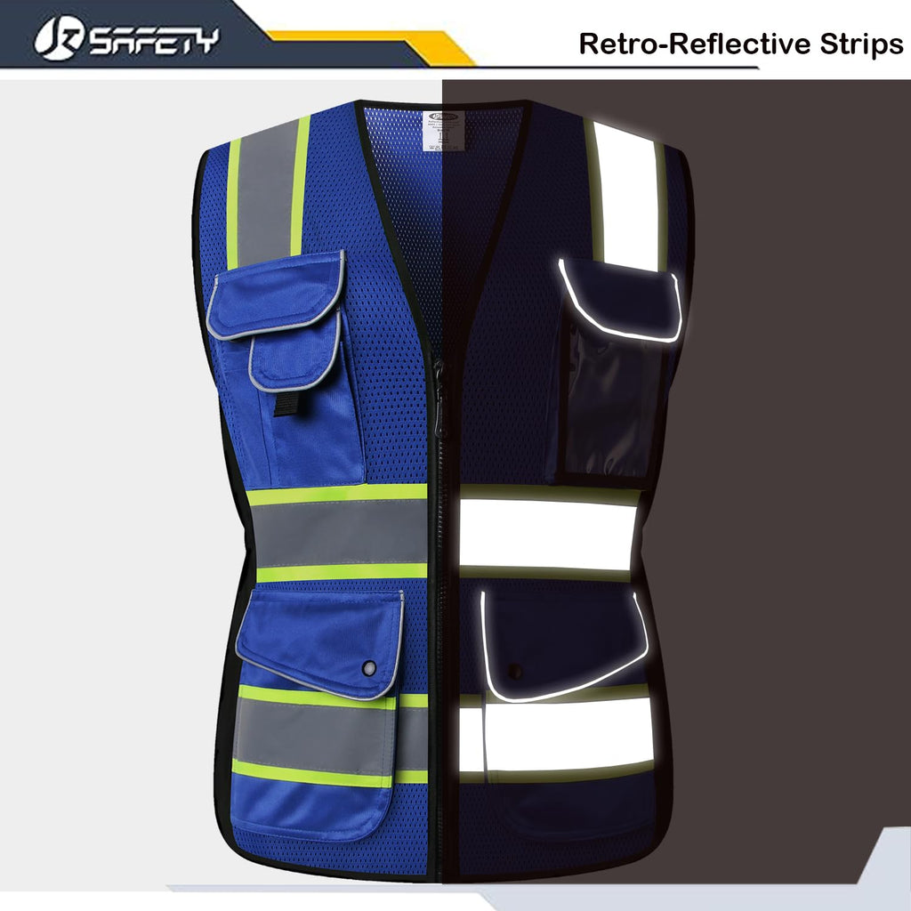 JKSafety Women Hi-Vis Reflective Safety Vest | Neon Color body Sewed Reflective Strips Breathable Lightweight ANSI Compliant