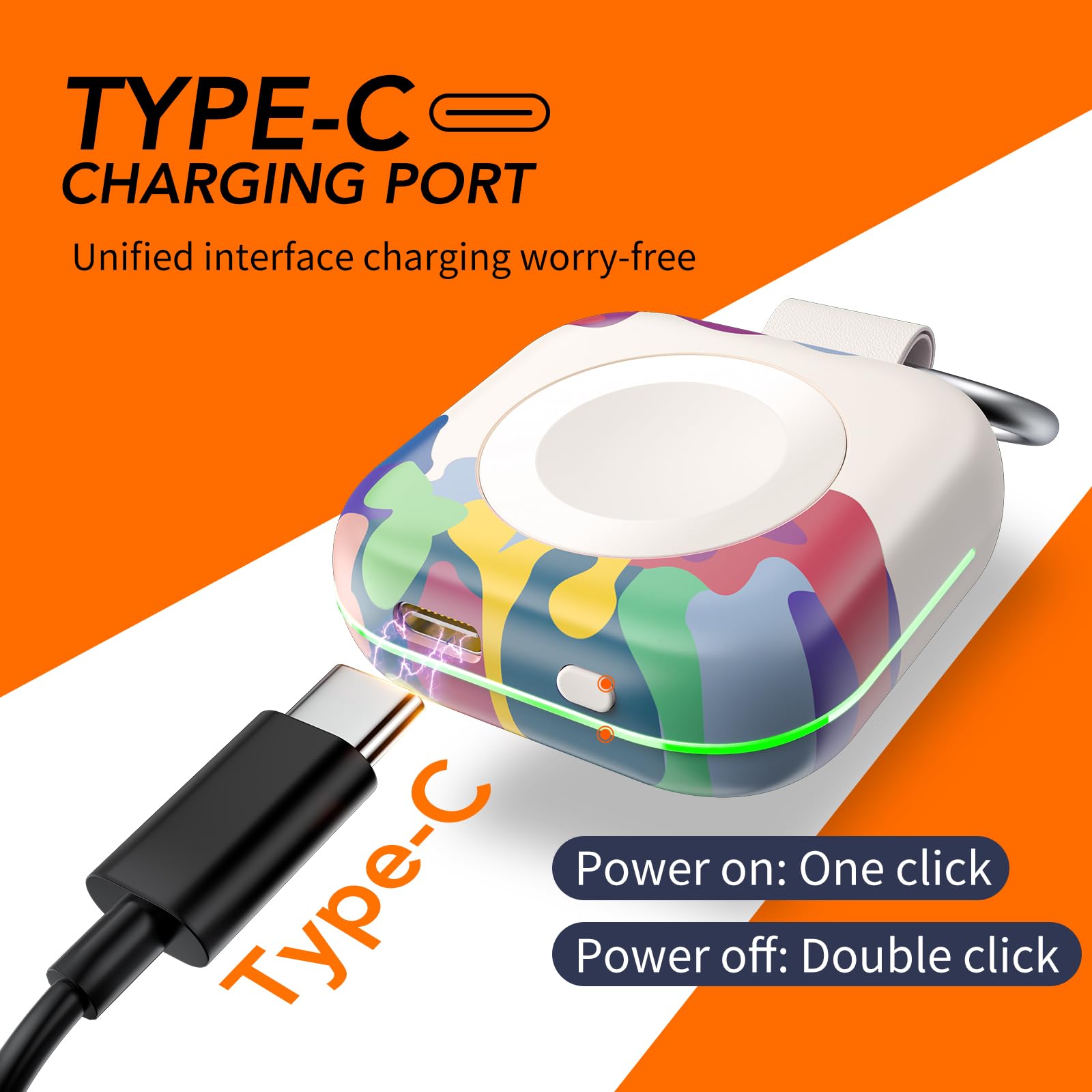 HUOTO Portable Charger for Apple Watch,Wireless Magnetic iWatch Charger 1200mAh Power Bank Travel Keychain Accessories Smart Chargers for Apple Watch Series 11/10/9/8/7/6/SE/5/4/3/2/1/UItra/UItra 2