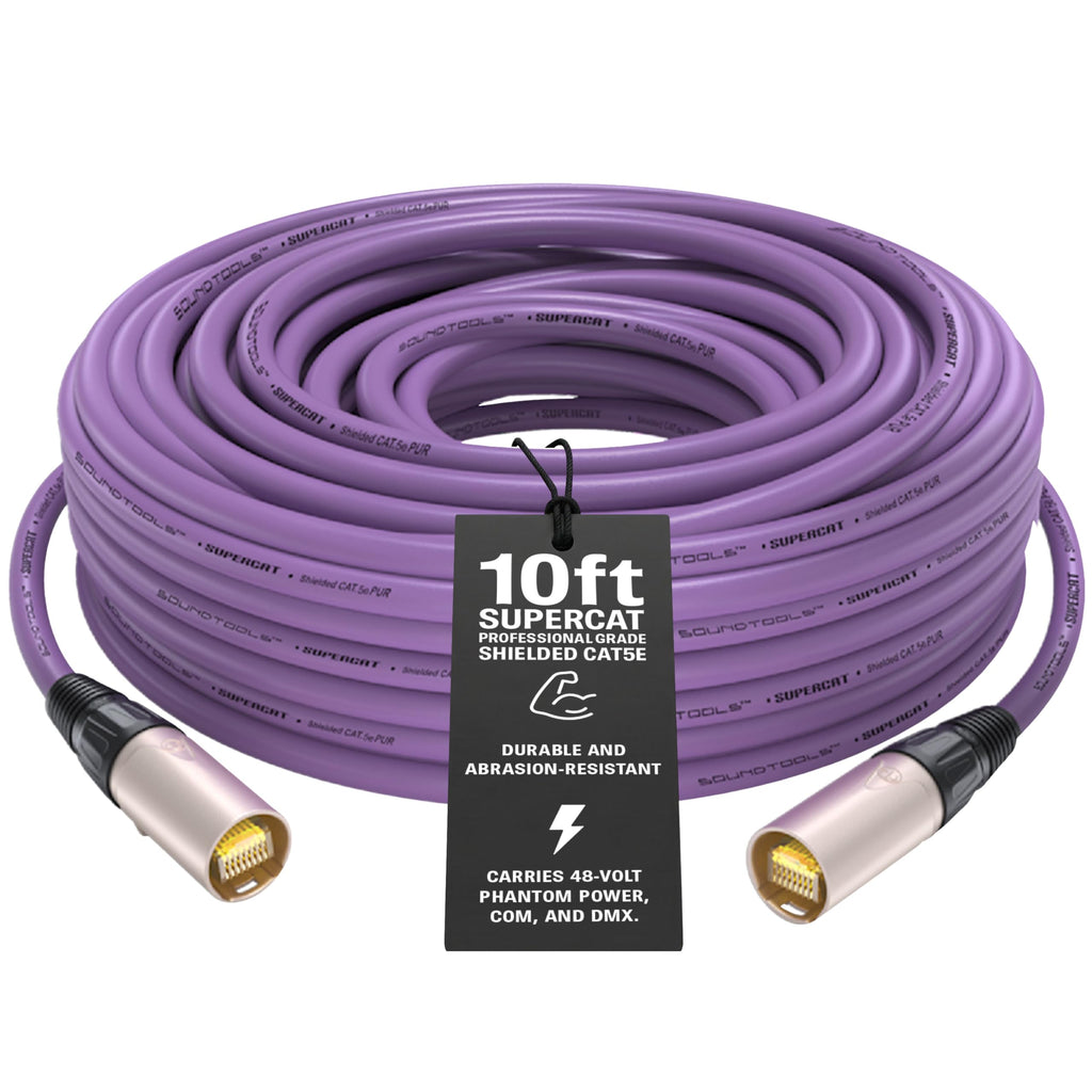 Sound Tools SuperCAT Professional Grade Shielded CAT5e etherCON Cable – High-Speed Ethernet Cable with 6Gbps Data Transfer – Flexible Polyurethane Jacket & Neutrik Connectors (3 feet, Black)