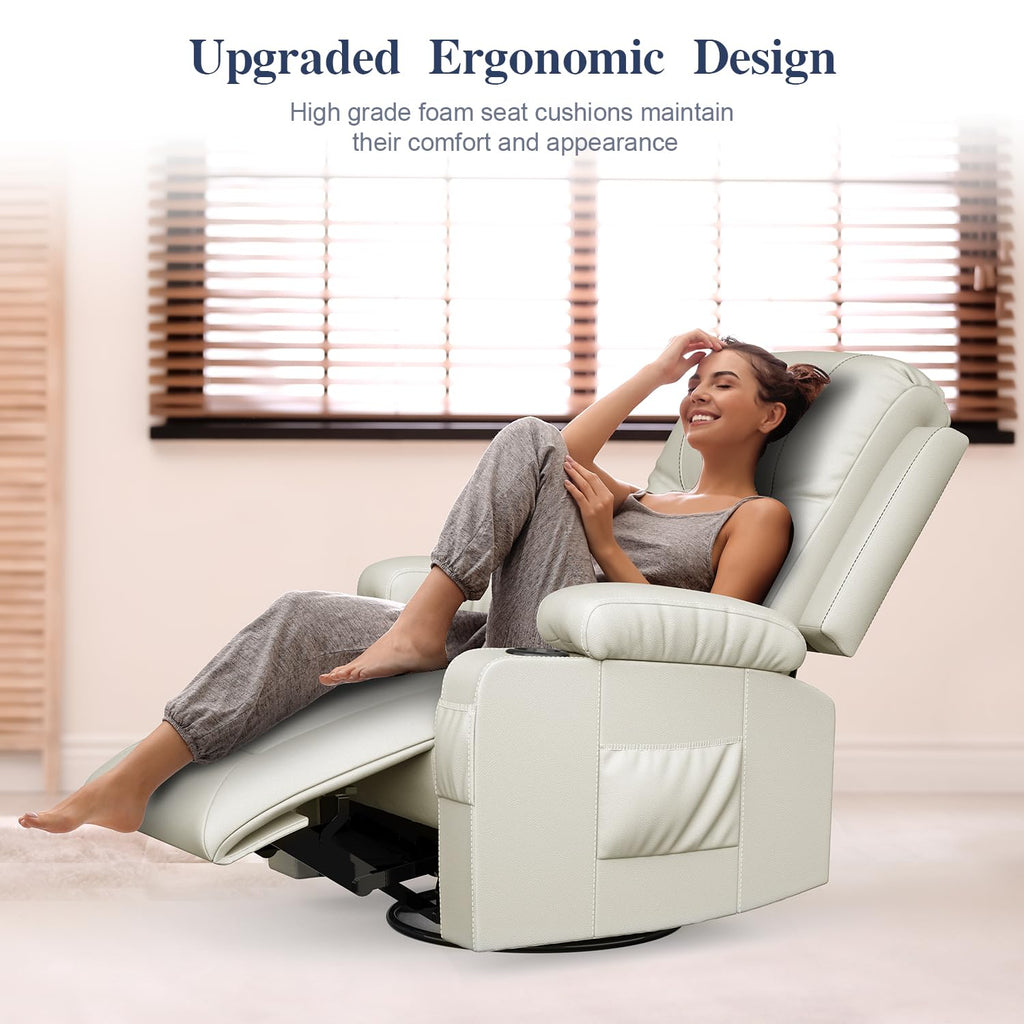 Recliner Chairs for Adults, FSC Certified Massage Reclining Chair with Heated Modern, Ergonomic Lounge Single Reclining Sofa Seat with Cup Holder & Pocket, Living Room Lounge Recliners Black