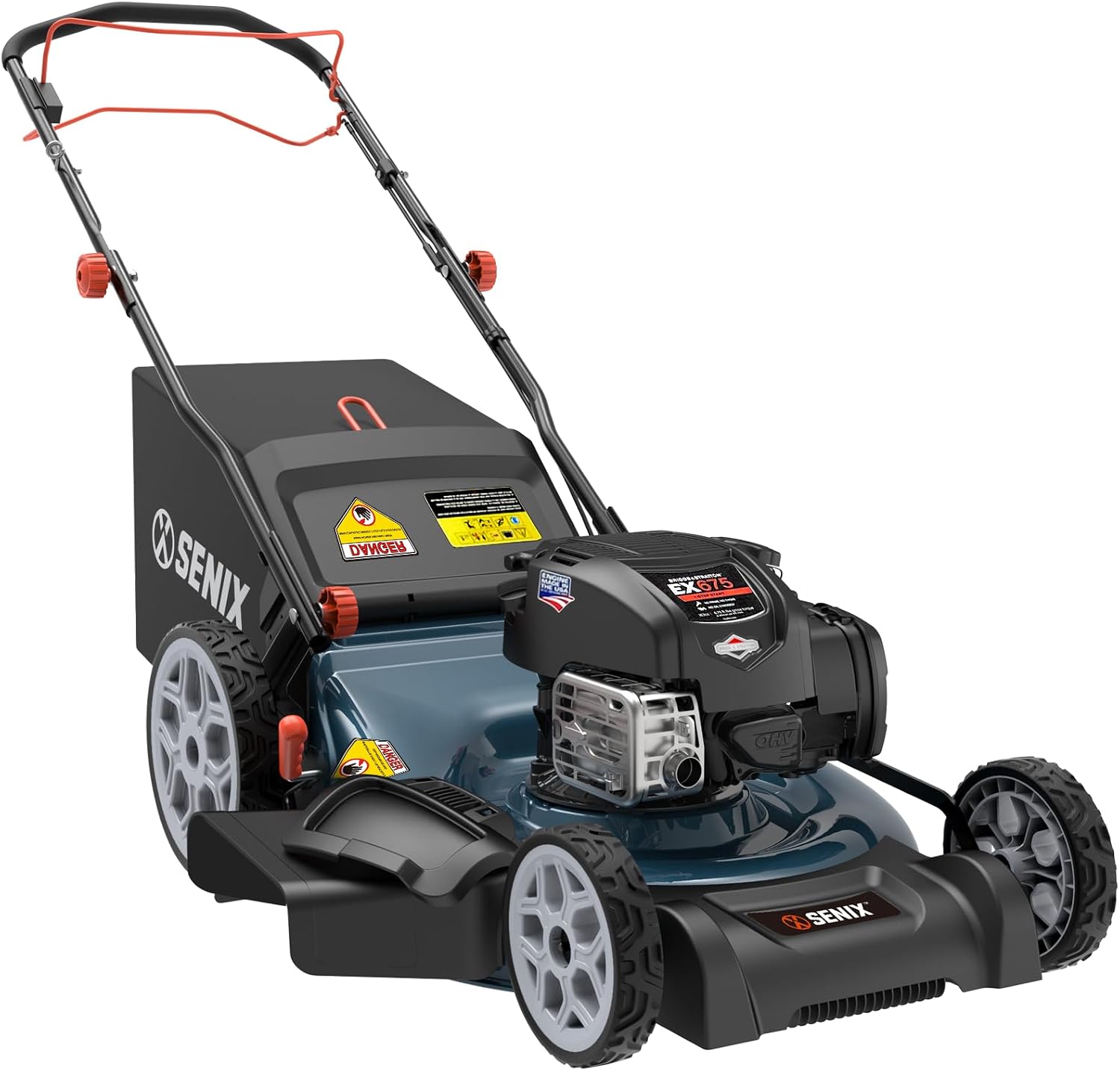 SENIX 22" Gas Lawn Mower, 163cc Self Propelled Gas Powered Lawnmower with B&S 4-Cycle Engine, 3-in-1 Walk-Behind Push Lawn Mowers, 6-Position Height Adjustment, cortadora de pasto, LSSG-H1