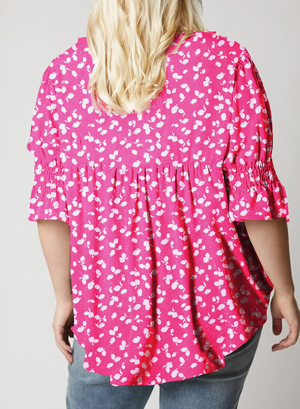 Eytino Plus Size Tops for Women Summer V Neck Short Sleeve Boho Floral Printed Flowy Chiffon Shirts Blouse(1X-5X)