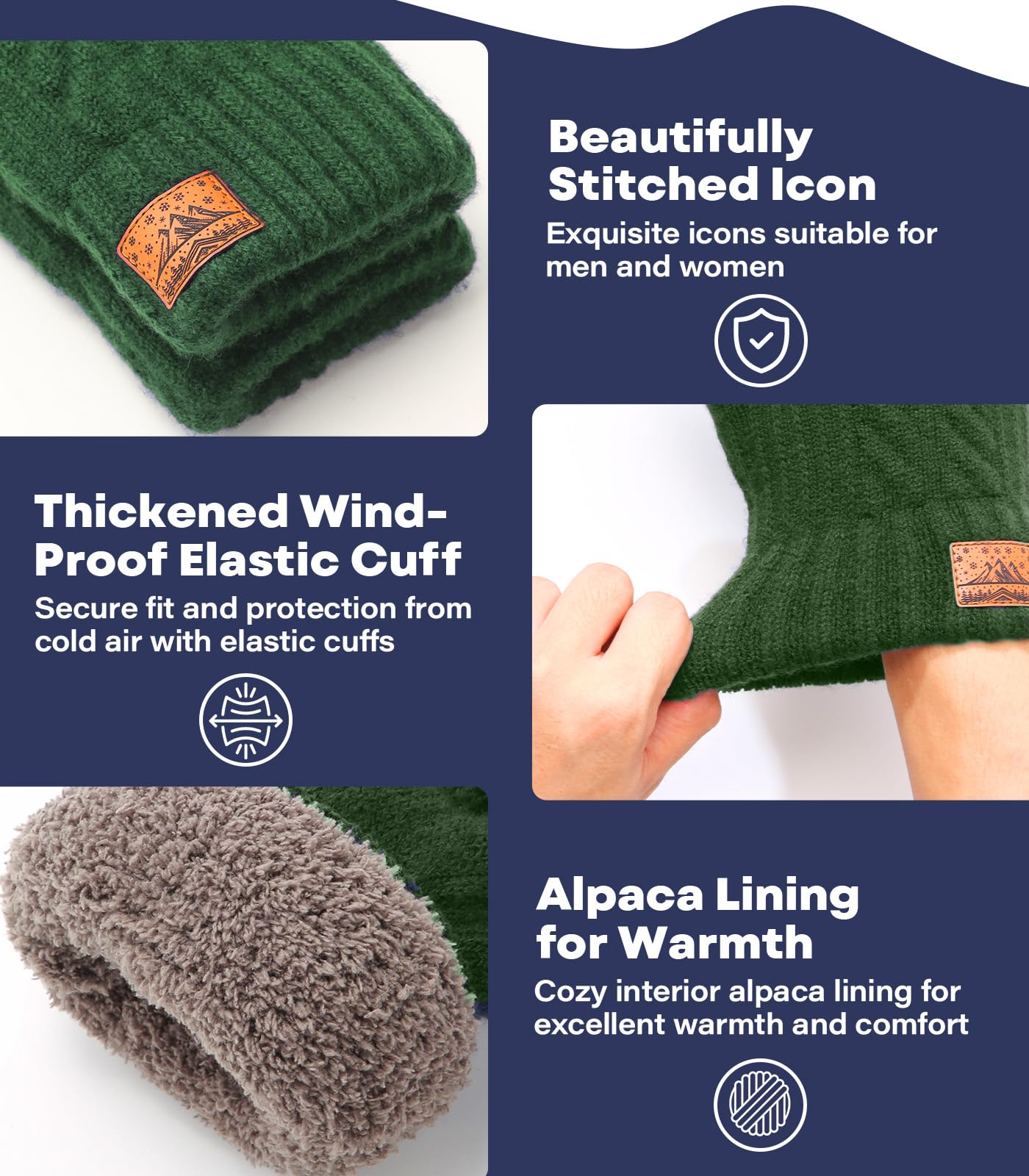 CHENMEI Winter Gloves for Men Women-Warm TouchScreen Cold Weather Gloves,Wool Knit Thermal Adults Gloves for Driving Texting