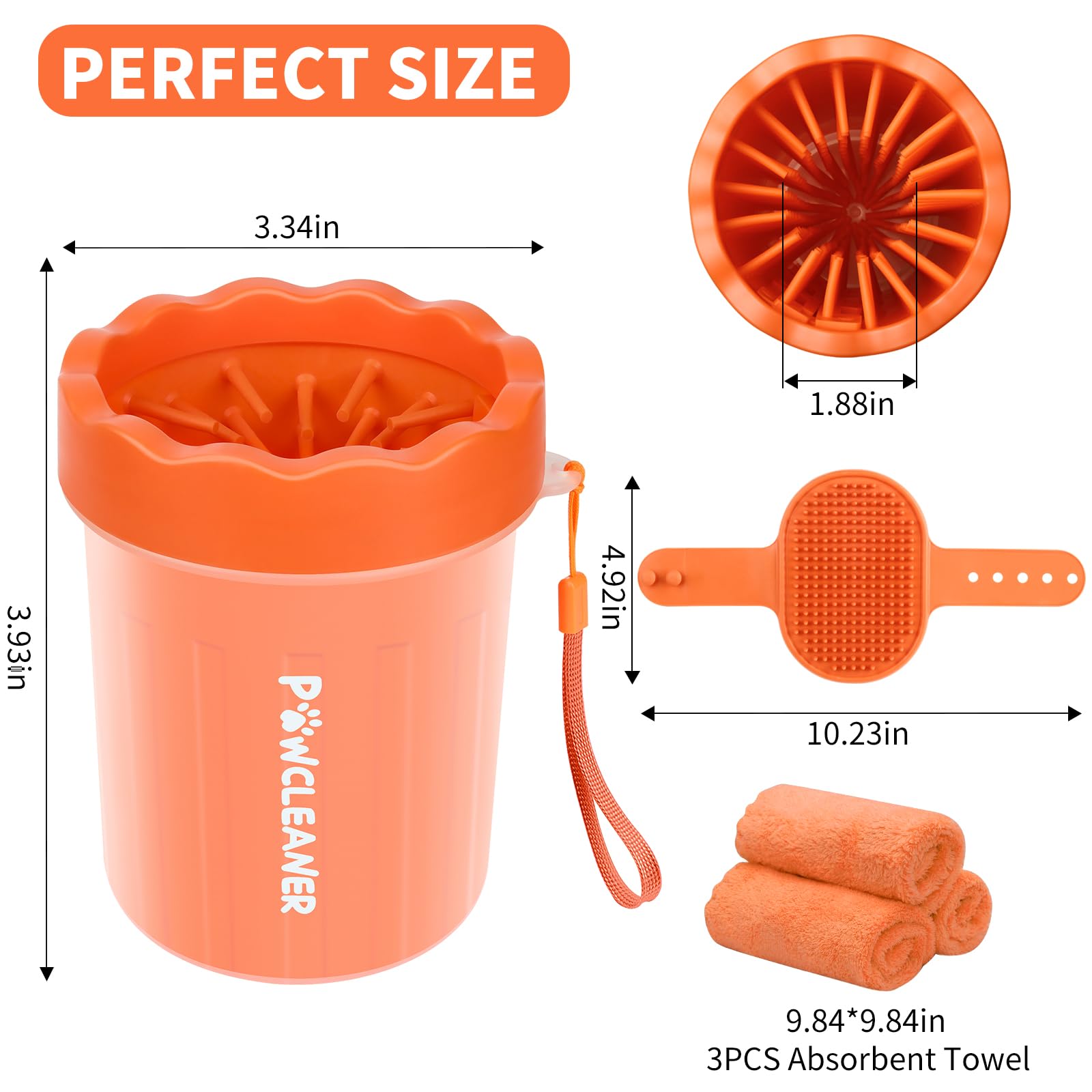Professional 7 in 1 Dog Paw Cleaner for Dogs & Cats - Includes 1 Portable Paw Washer, 1 Bath Brush, 2 Dog Toothbrushes and 3 Absorbent Towels Note: Fits Paws up to 2 Inches Wide (Small, Black)