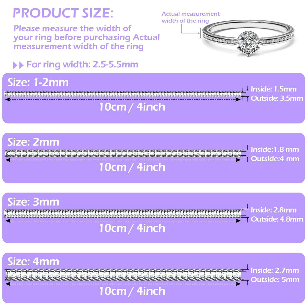 38 Pcs Ring Sizer Adjuster for Loose Rings with Ring Size Measuring Tool, Plug-in Invisible Ring Guards Silicone Tightener EVA Foam Ring Size Adjuster Set with Polishing Cloth