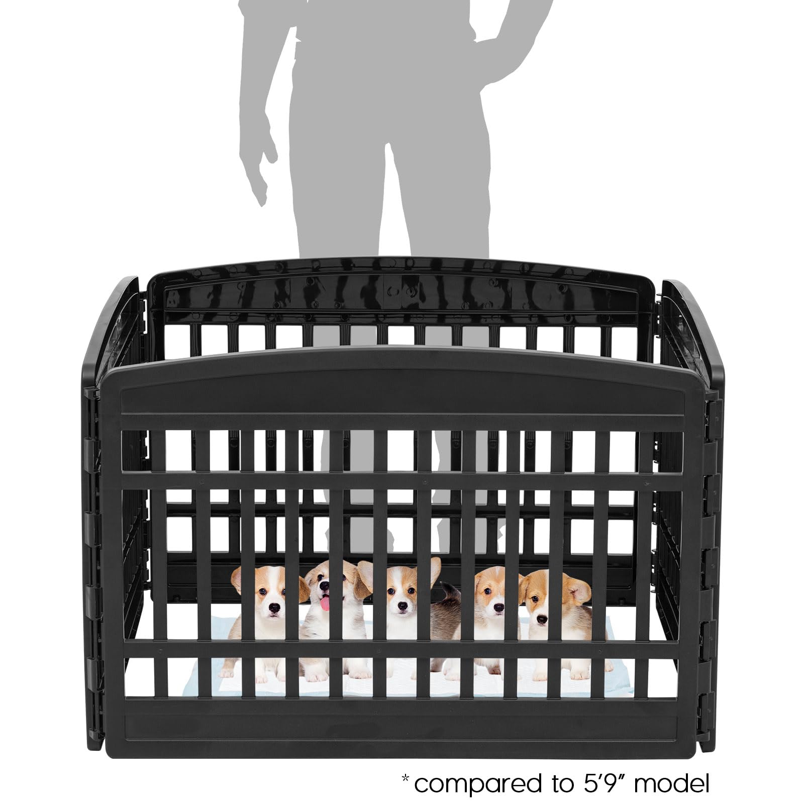 IRIS USA Dog Playpen 24" 4-Panel Puppy Playpen, 35 x 35 x 24, Dog Playpen, Dog Play Pen Indoors, Pet Fence, Puppies/Small Dogs, Black