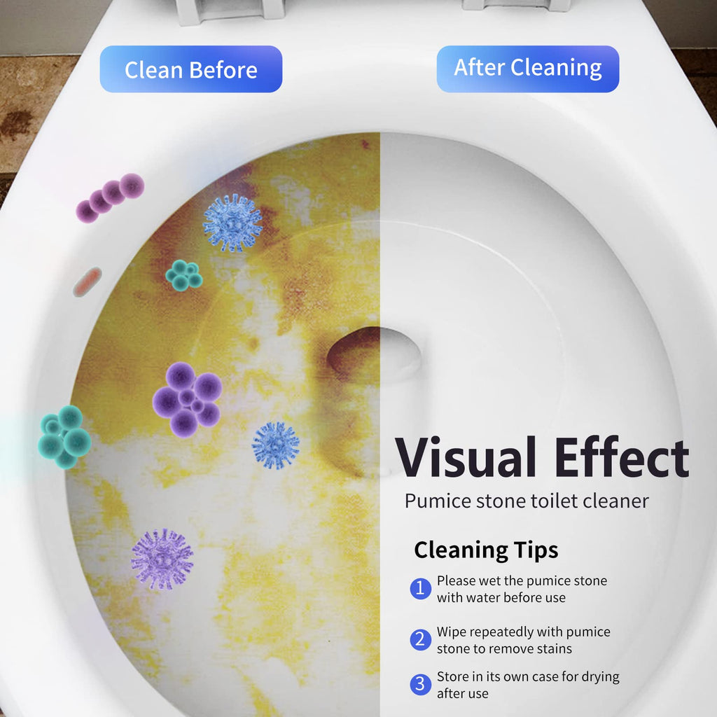Laiyeoy Toilet Bowl Cleaner Pumice Stone -Hard Water Stain Remover, Powerfully Removes Toilet Bowl Rings，Rust &Lime，Ideal for Toilet Brush/BBQ Grills/Sink/Pool/Bathroom【2Pack】 (Extra Long Handle)