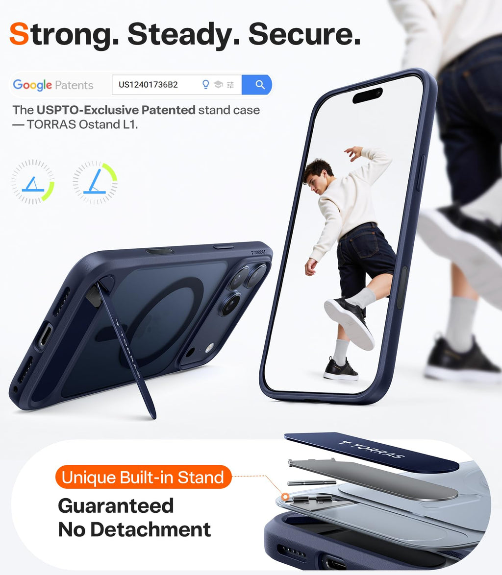 TORRAS for iPhone 13 Pro Max Case Translucent Black | Strong Magnetic & Seamless Stand, Fit for MagSafe, Military-Grade Drop Protection, Sturdy Adjustable Built-in Kickstand, Slim Matte Finish