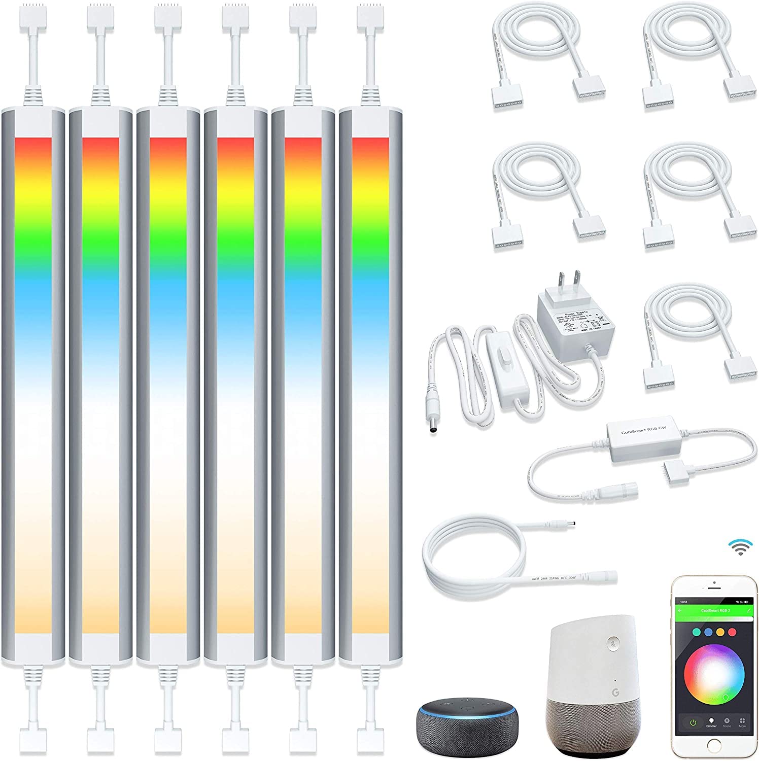 LED Light Bar,Plug-in, Dimmable, Adjustable White & RGB Color Changing, Alexa, Google Home Enabled Remote Counter Lights for Kitchen, Shelf, Cupboard, Desk, Monitor (1-Bar 12 Inch Kit)