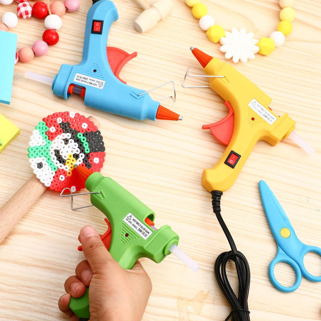 Zhengmy 6 Pcs Mini Glue Gun Crafts Hot Melt Guns Low Temp Glue with Burn Protection Fast Preheating and Easy Squeeze Trigger for School DIY Arts Class Projects Home Quick Repairs, 20 W (Multicolor)