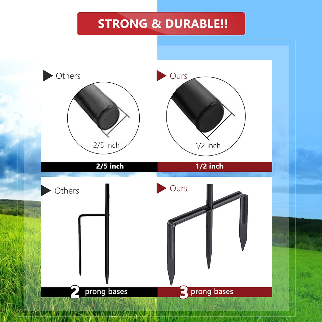 EXCMARK Shepherd Hook Adjustable Height 32/24/16’’ 1/2 inch Thick Use at Weddings, Hanging Solar Lights, Lanterns, Bird Feeders, Metal Hanger Hook (Black,32inch). U.S. Patent.