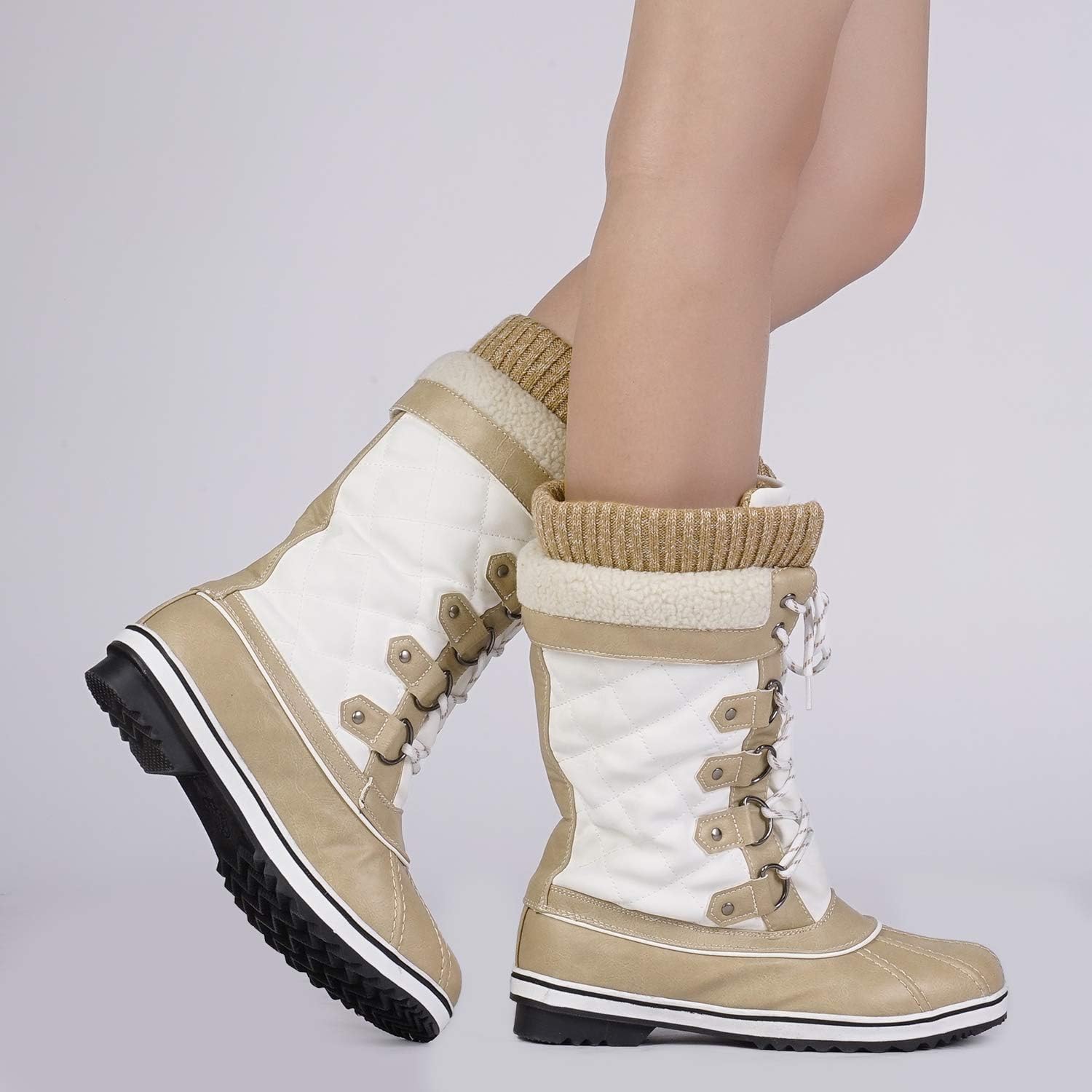 DREAM PAIRS Women's Mid-Calf Waterproof Winter Snow Boots