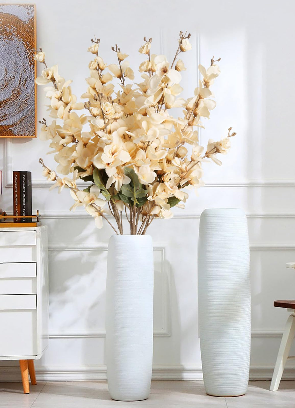 6PCS Blue Delphinium Artificial Flower Lifelike Silk Larkspur Flowers Plant 35.43" Long Stem Blossoms Fake Flowers for Tall Vase Floral Arrangements Home Table Wedding Decor(Blue)