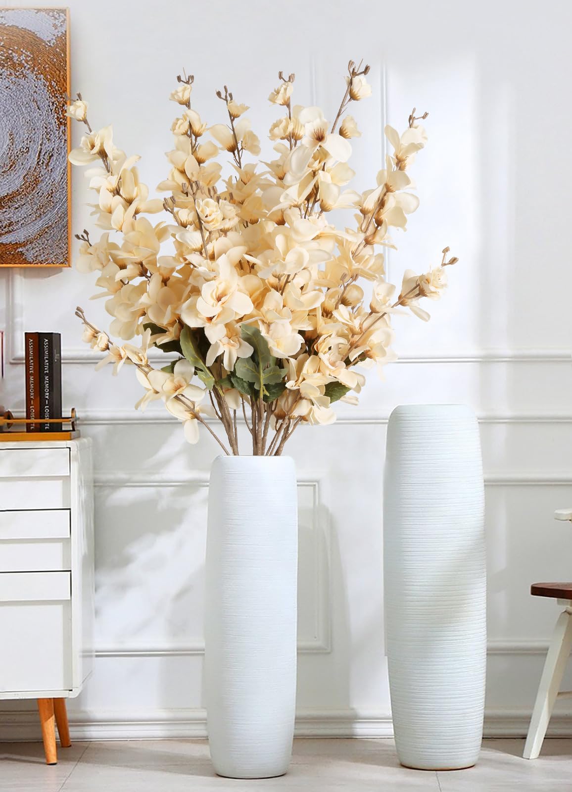 6PCS Blue Delphinium Artificial Flower Lifelike Silk Larkspur Flowers Plant 35.43" Long Stem Blossoms Fake Flowers for Tall Vase Floral Arrangements Home Table Wedding Decor(Blue)