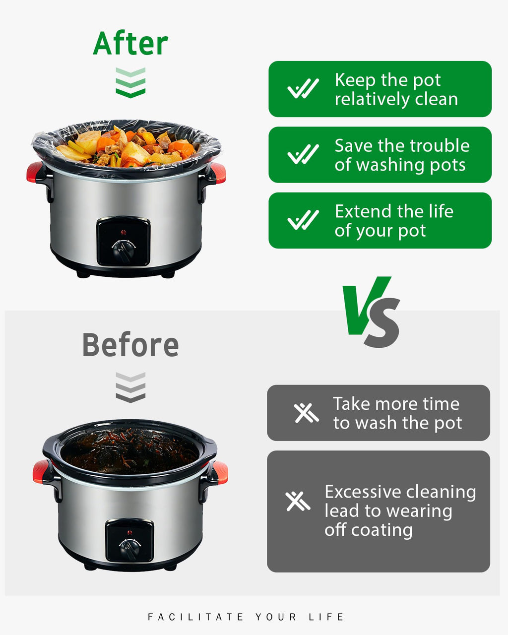 Syntus Slow Cooker Liners, 10 Count Cooking Bags Small Size Disposable Pot Liners Plastic Bags, Fit 1QT to 3QT for Slow Cooker Cooking Trays, 10.5"x 17.5", 10 Liners