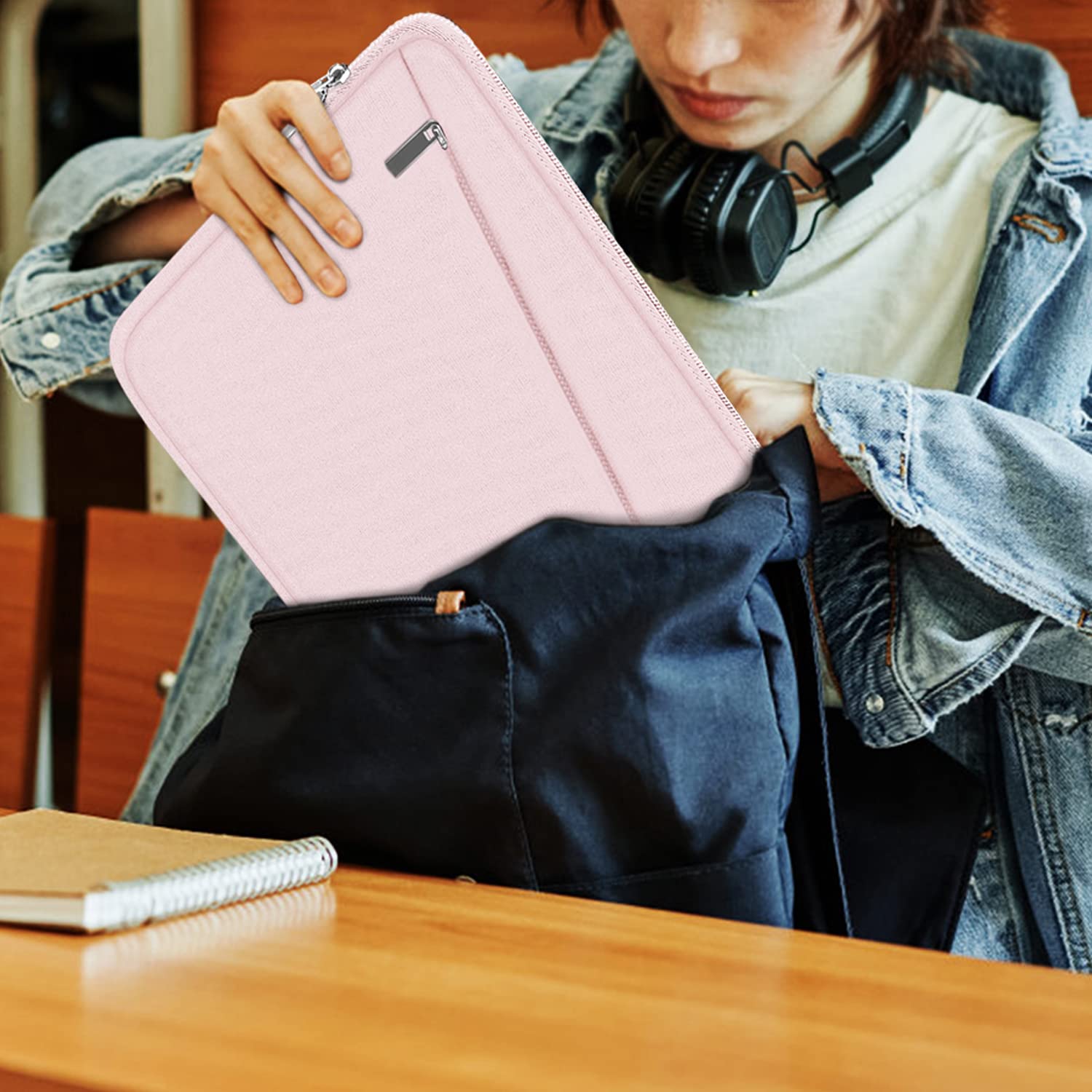 Laptop Sleeve Case 13.3 Inch, Durable 14 Inch Laptop Case Computer Carrying Bag Protective Cover Compatible with 13 14 inch MacBook Pro, MacBook Air, Dell, HP, Lenovo, Notebook, Computer, Black