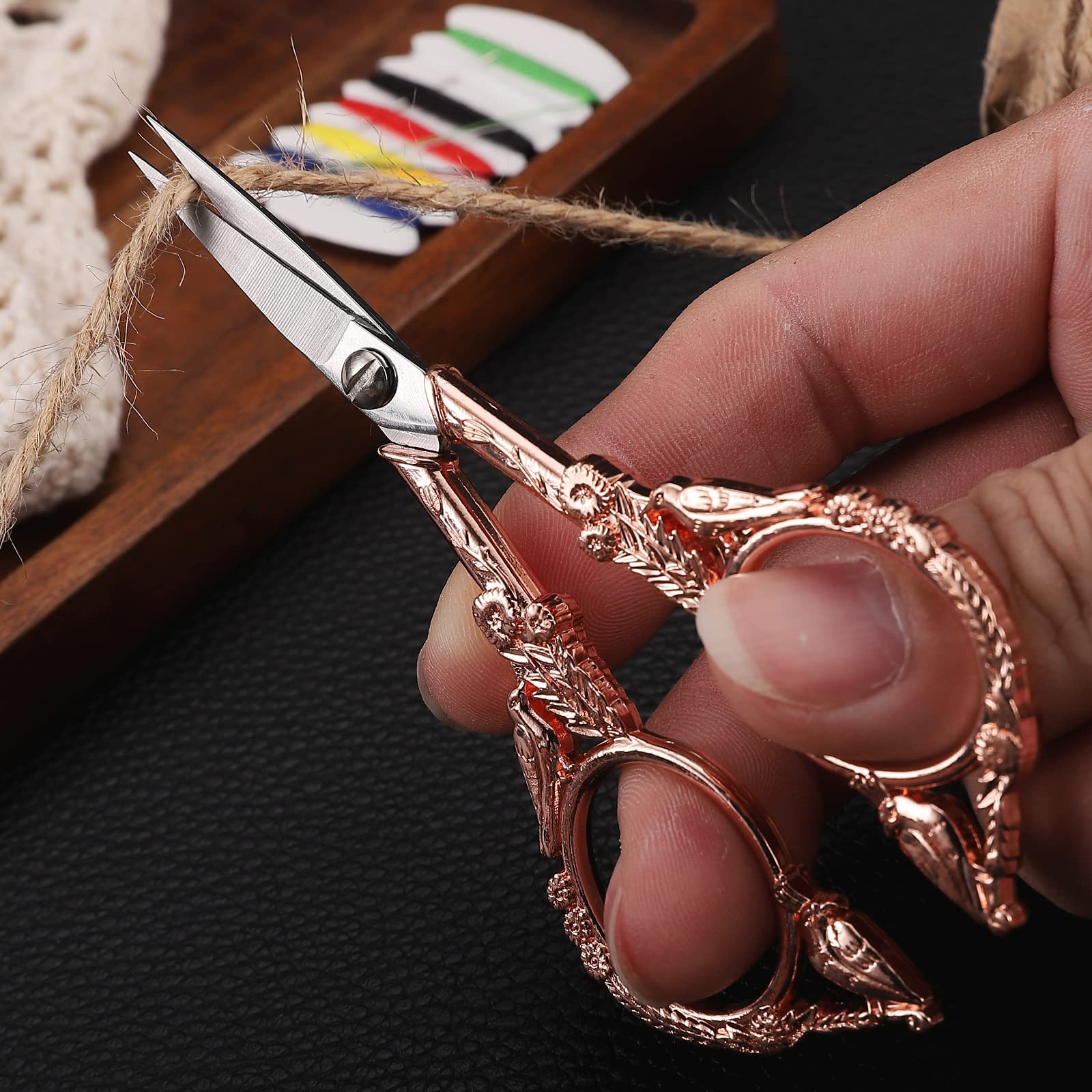 YOUGUOM Small Craft Scissors, Little Travel Sharp Embroidery Scissors All Purpose, Straight Tips Mini Sewing Shears, Precision Detail Thread Cutting Snips
