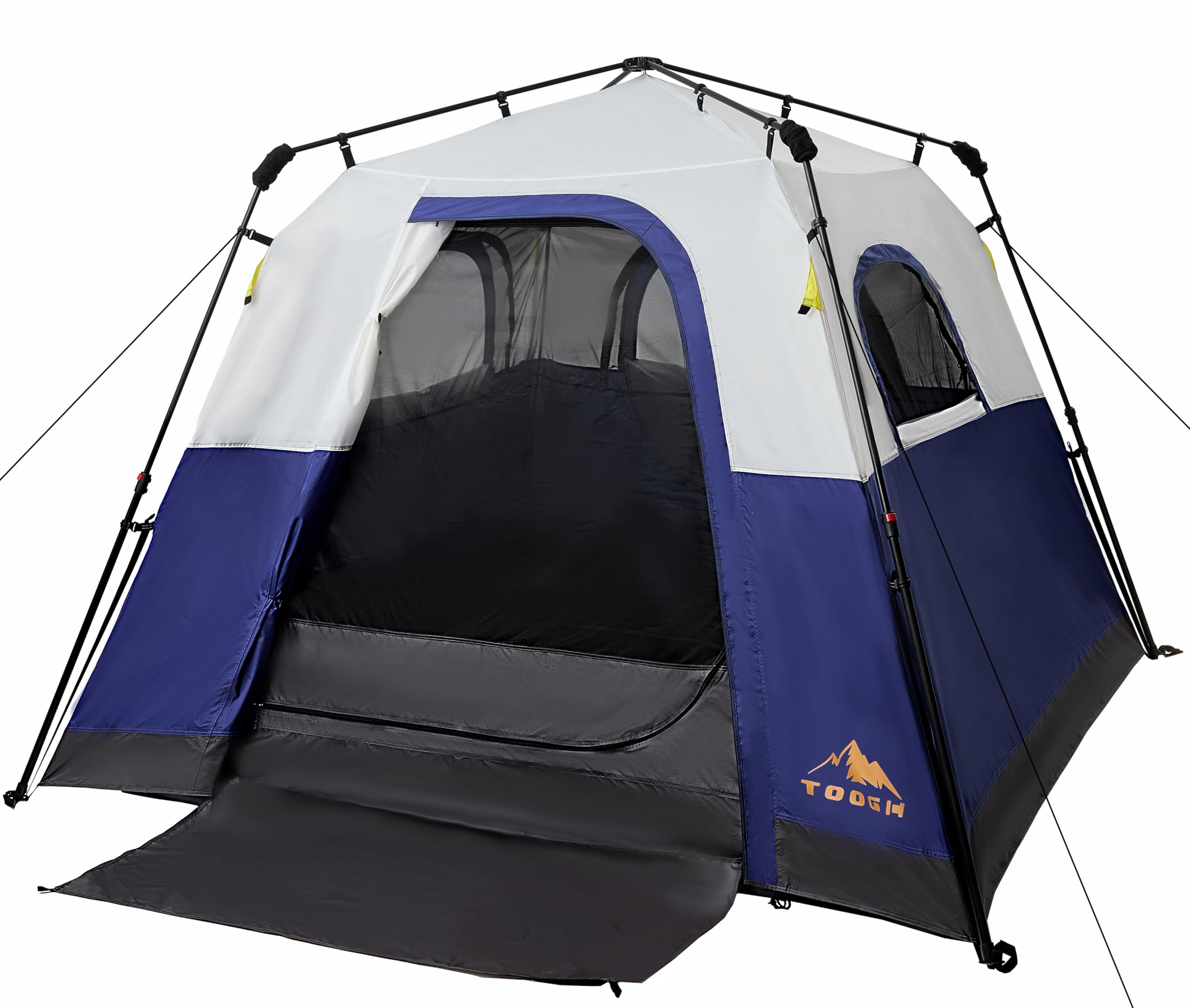 3/4 Person Camping Tent with 1 Door, 4 Windows, and Upgraded Ventilation– Instant Setup, Waterproof, 8'x 8'x 67''Oxford Fabric Floor Pop Up in 60 Seconds Includes Rainfly and Backpack