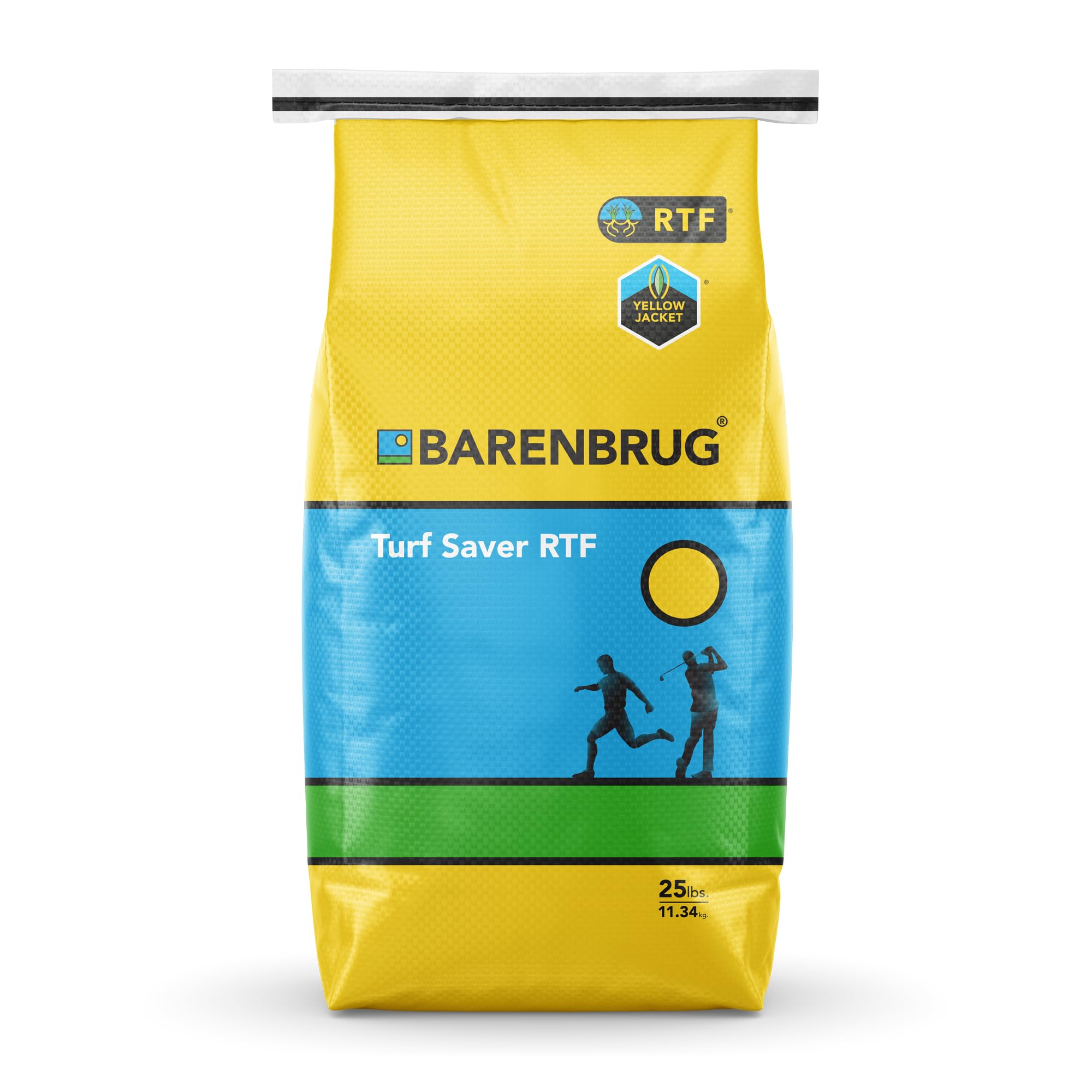 Barenbrug Turf Saver RTF Grass Seed with Yellow Jacket Seed Coating - Less Water Self-Repairing Tall Fescue Turf for Use on Sports Field, Golf Courses, Parks, Lawns, and Yard (10 LB Bag)