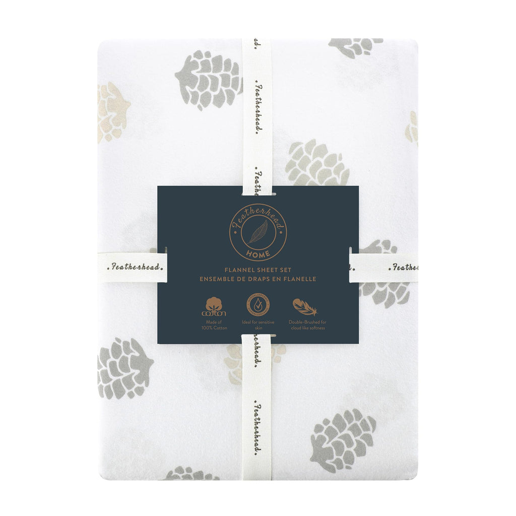 Featherhead 100% Cotton 4PCs Flannel Sheet Set | Double-Brushed for Extra Softness, Warm & Breathable, Extra Deep Pockets fits Up to 17” (Beige, Twin)