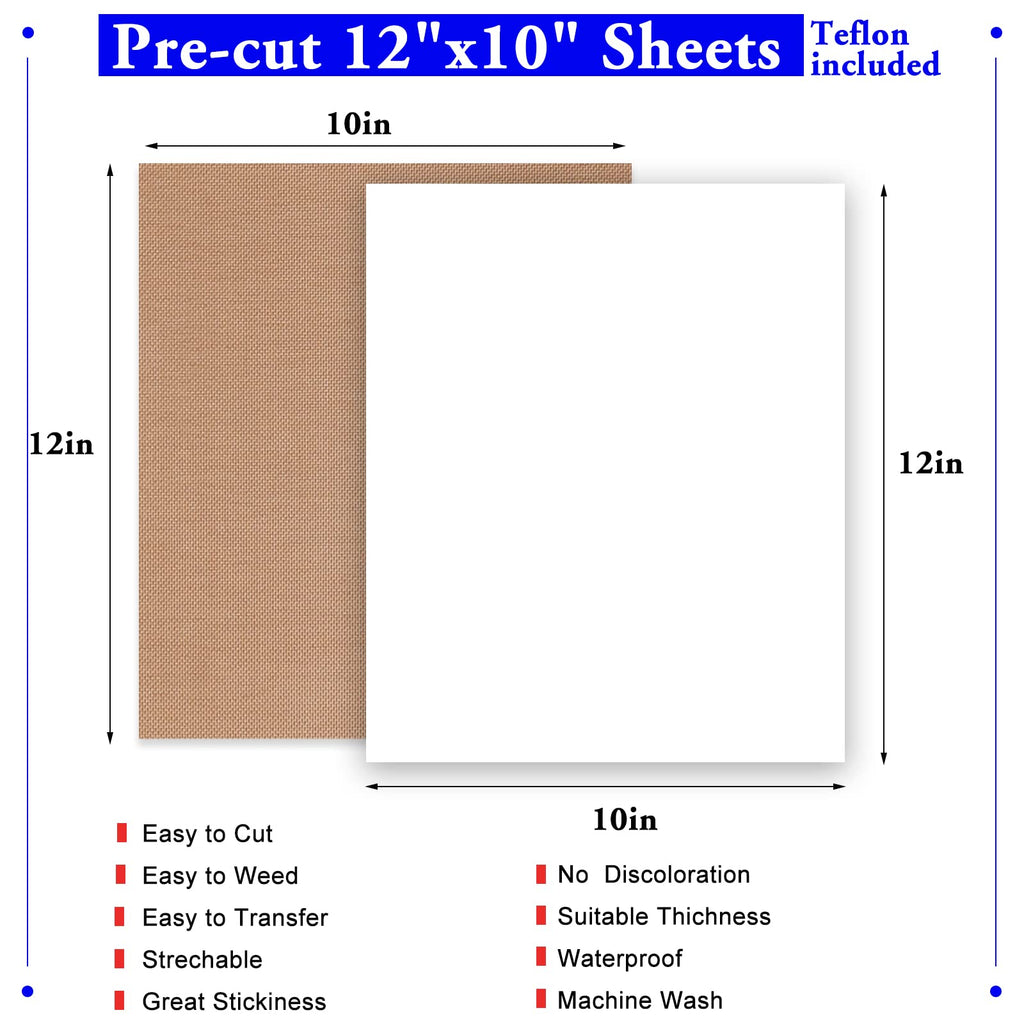 XSEINO HTV Black Heat Transfer Vinyl Sheets:13Pack 12" x 10" Black Iron on Vinyl for T-Shirt, for Cricut,Silhouette Cameo or Heat Press Machine(1 Sheet Teflon Included)