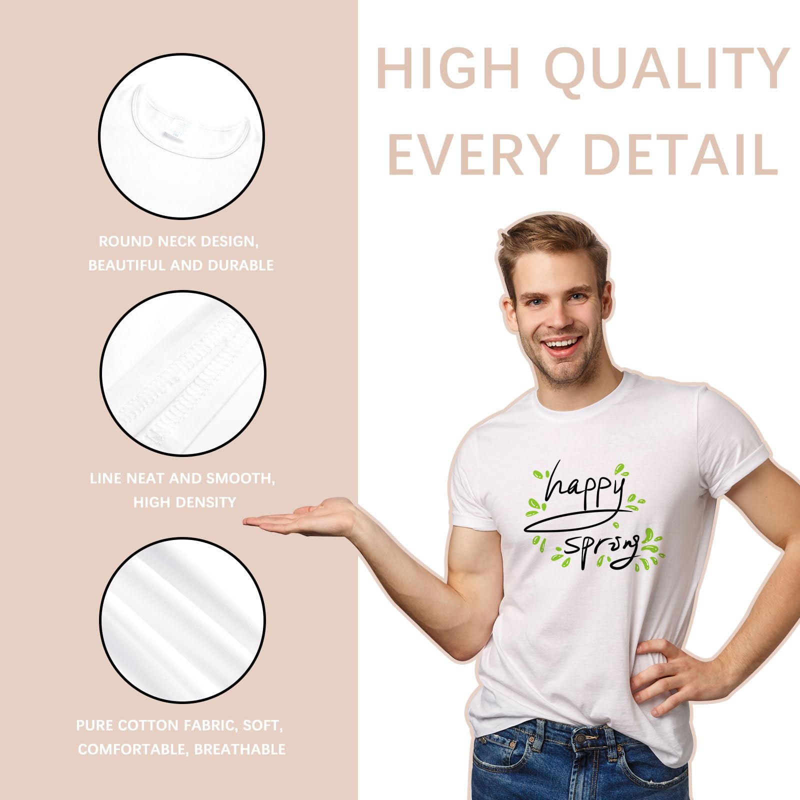 ORJ 2 PCS Adult Unisex Sublimation Blank T Shirts polyester tshirts for sublimation White Crew Neck