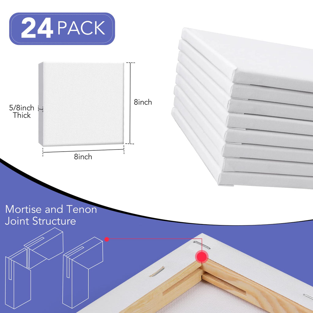 ESRICH Stretched Canvas for Painting 5x7, 48 Pack Small Canvases for Painting 5/8" Profile Primed Acid-Free Blank Painting Canvas for Kids & Artists for Decorations, Painting Parties.