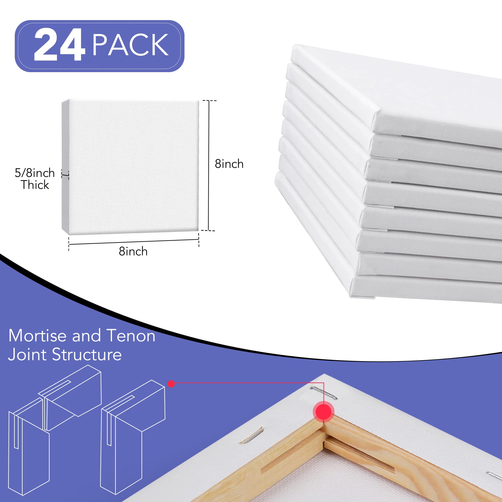 ESRICH Stretched Canvas for Painting 5x7, 48 Pack Small Canvases for Painting 5/8" Profile Primed Acid-Free Blank Painting Canvas for Kids & Artists for Decorations, Painting Parties.