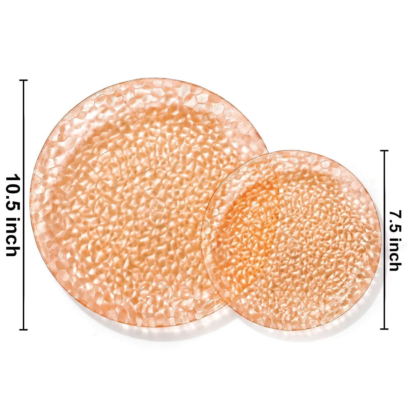 Rubtlamp 100Pcs Amber Gold Plastic Plates, Disposable Plates With Gold Rim, Heavy-duty Party Platos, Hammered Plastic Plates Include 50 Clear Dessert Plates, 50 Dinner Plates for Party