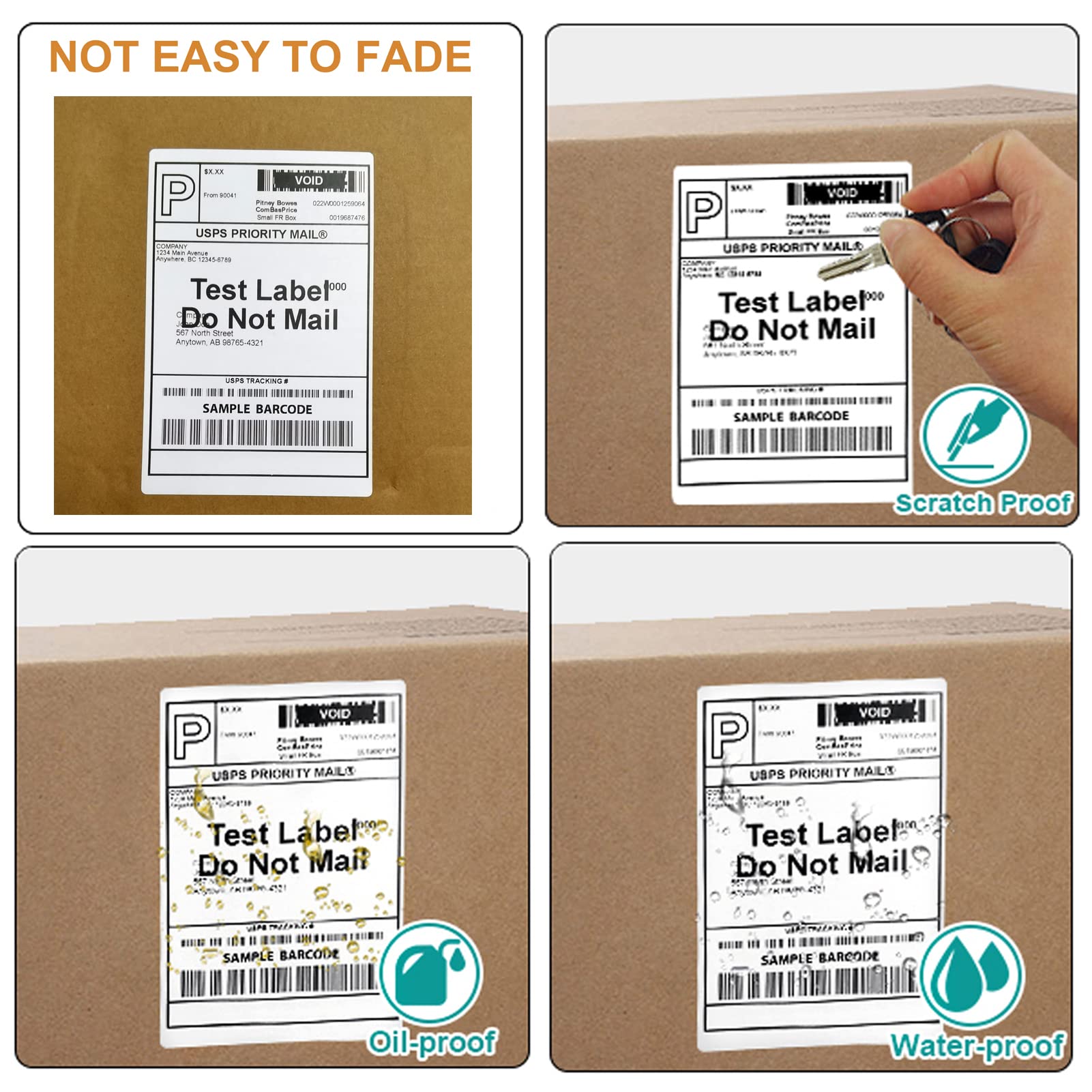 FungLam 2 Rolls 4x6 Direct Thermal Shipping Labels, 250 Labels/Roll, 1'' Core, Compatible Zebra 2844 ZP-450 ZP-500 ZP-505