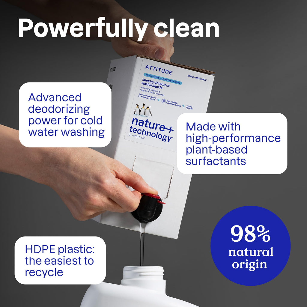ATTITUDE Liquid Laundry Detergent, EWG Verified, HE Compatible, Plant-Based & Vegan, Natural Laundry Soap, Citrus Zest Scent, 40 Loads, 67.6 Fl Oz