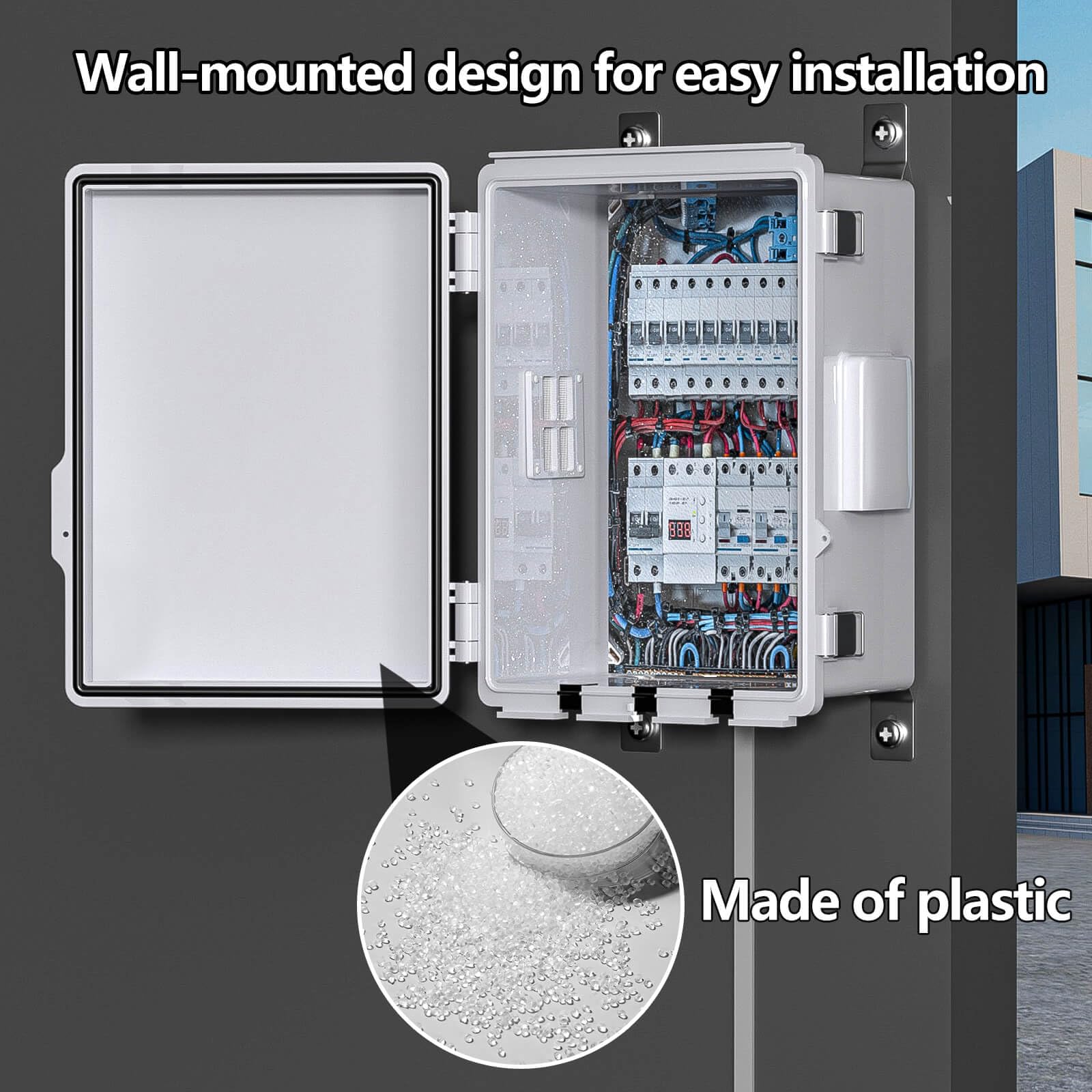 ABS Electrical Junction Box, Ventilated Design, Cable Grommets, IP65 Waterproof Enclosure, Indoor/Outdoor Use with Mounting Panel. (Clear Cover, 8.7"x6.7"x4.3")