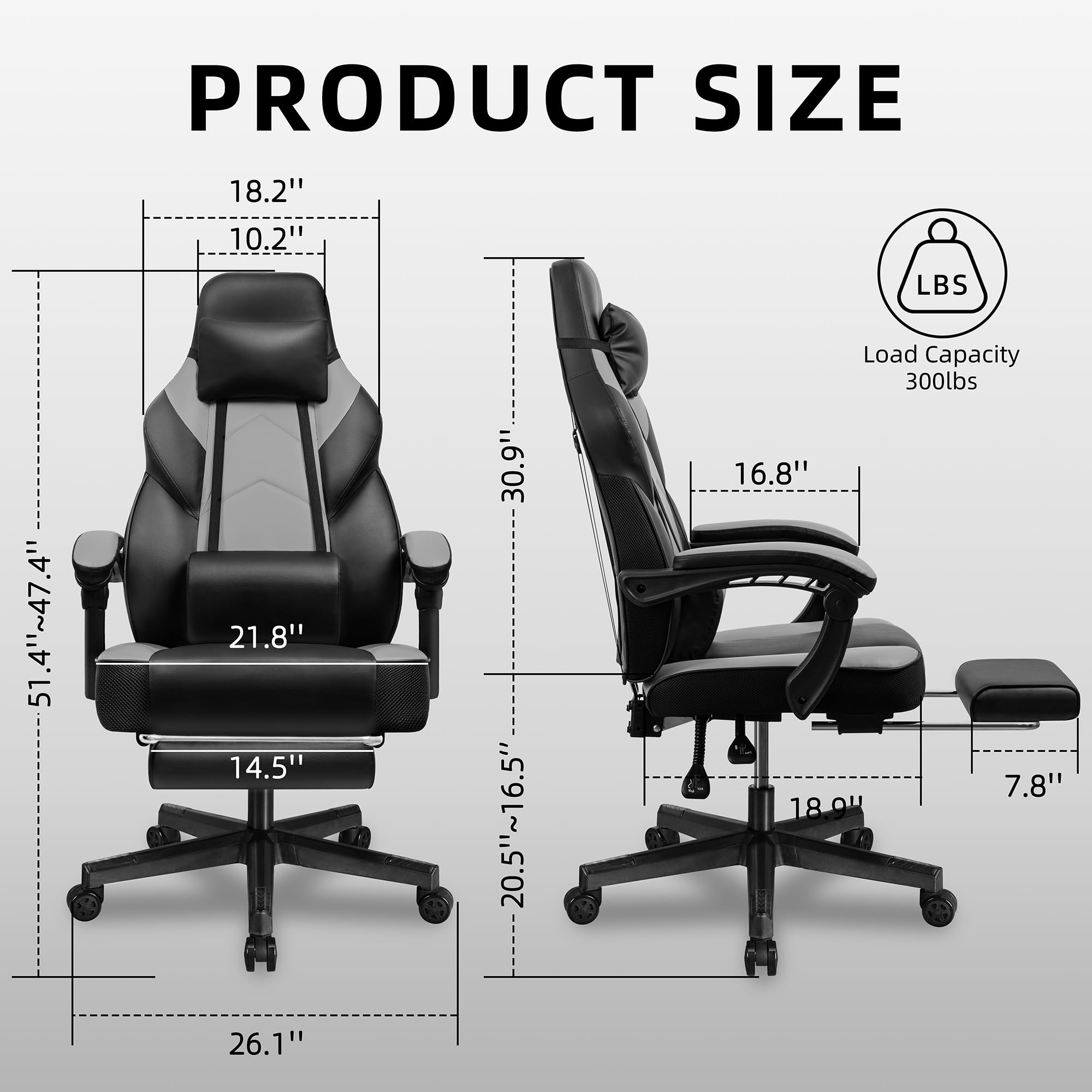 Shintenchi Gaming Chair,Video Game Chair with footrest and Massage Lumbar Support,Height Adjustable Game Chair with 360°Swivel Seat Ergonomic Computer Chair with Headrest for Office or Gaming(Blue)