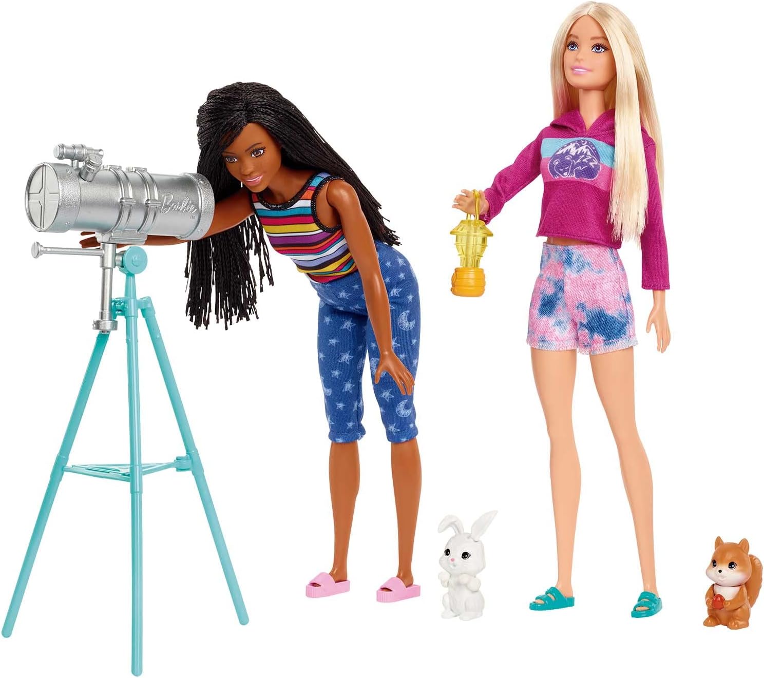 Barbie It Takes Two Camping Playset with Tent, 2 Barbie Dolls & 20 Pieces Including Animals, Telescope & Accessories, Toy for 3 Year Olds & Up (Amazon Exclusive)