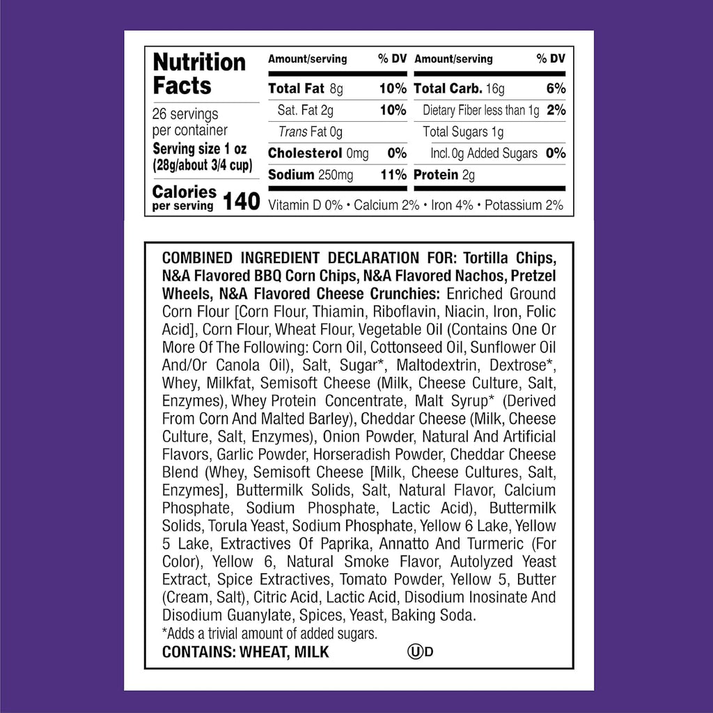 Utz Party Mix - Tasty Snack Mix Includes Corn Tortillas, Nacho Tortillas, Pretzels, BBQ Corn Chips and Cheese Curls, Cholesterol Free and Trans-Fat Free, 1.62 Pound (Pack of 1)