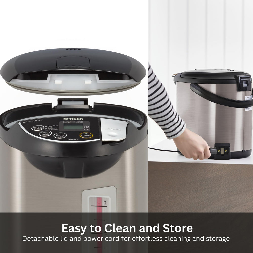 Tiger PDU-A30U-K Electric Hot Water Boiler and Warmer, Stainless Black, 3-Liter